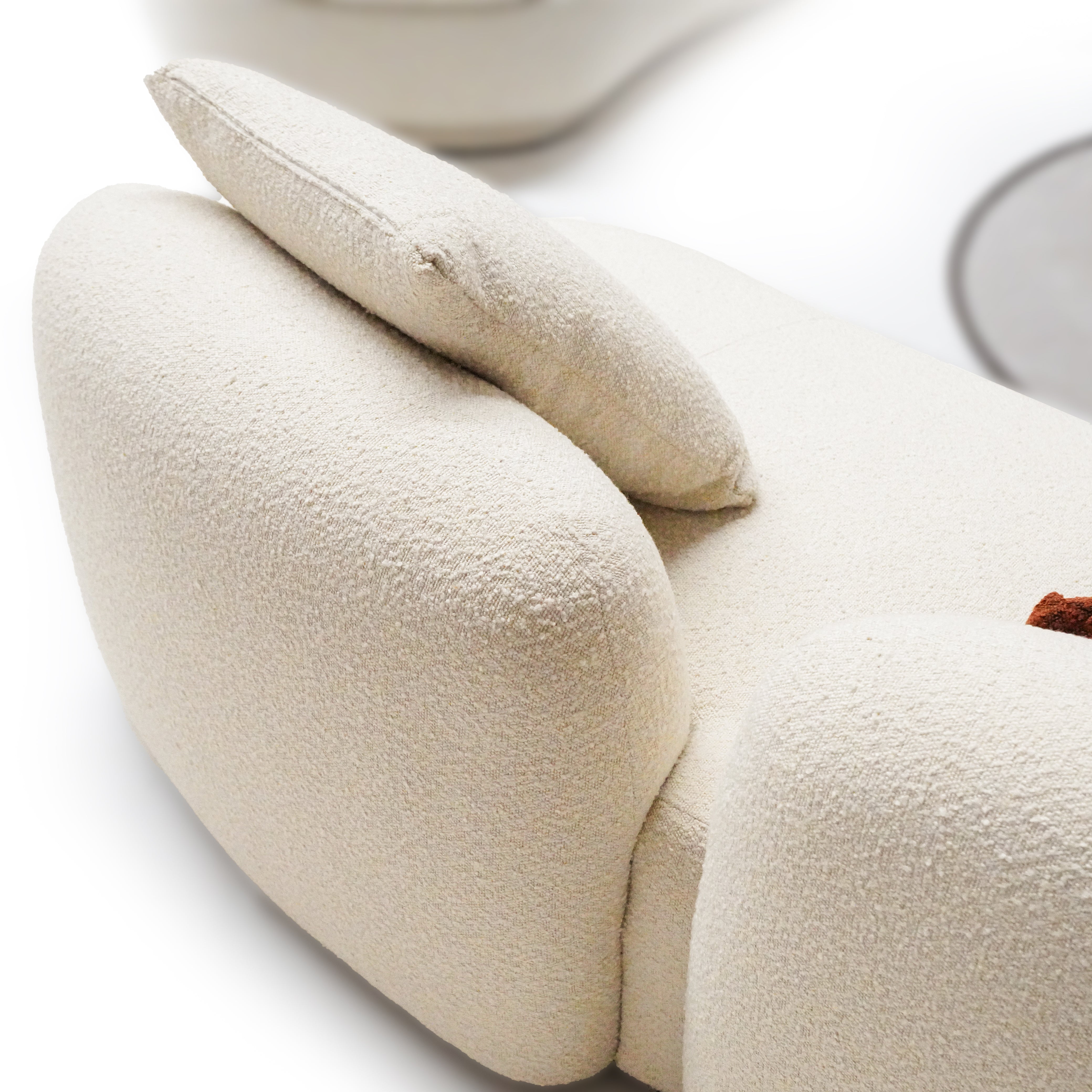 BEACON TEDDY Curved Sofa SF082 in beige fabric, featuring plush cushioning and a modern curved design for stylish comfort.
