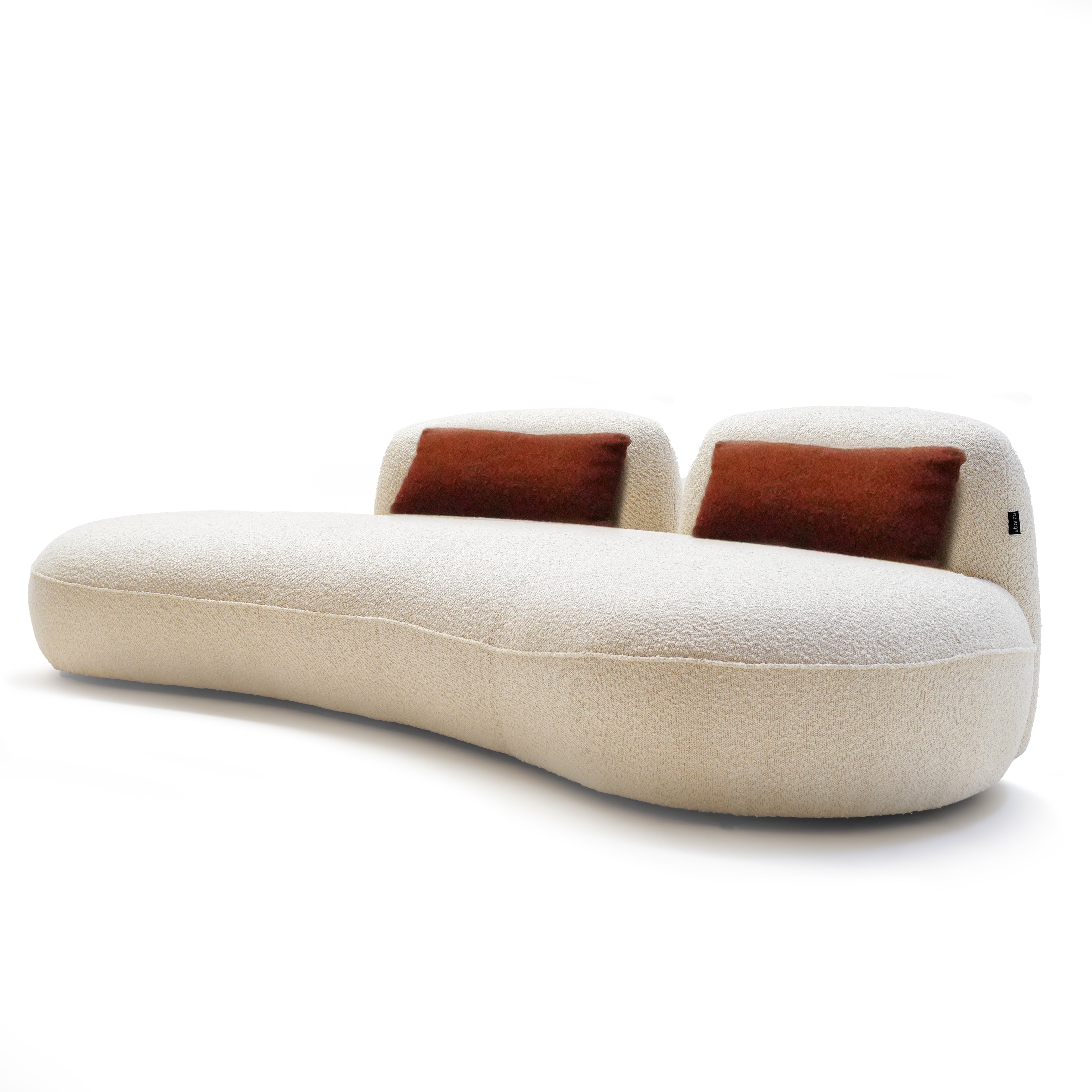 BEACON TEDDY Curved Sofa SF082 in plush fabric with rounded armrests and modern design, perfect for stylish living rooms.