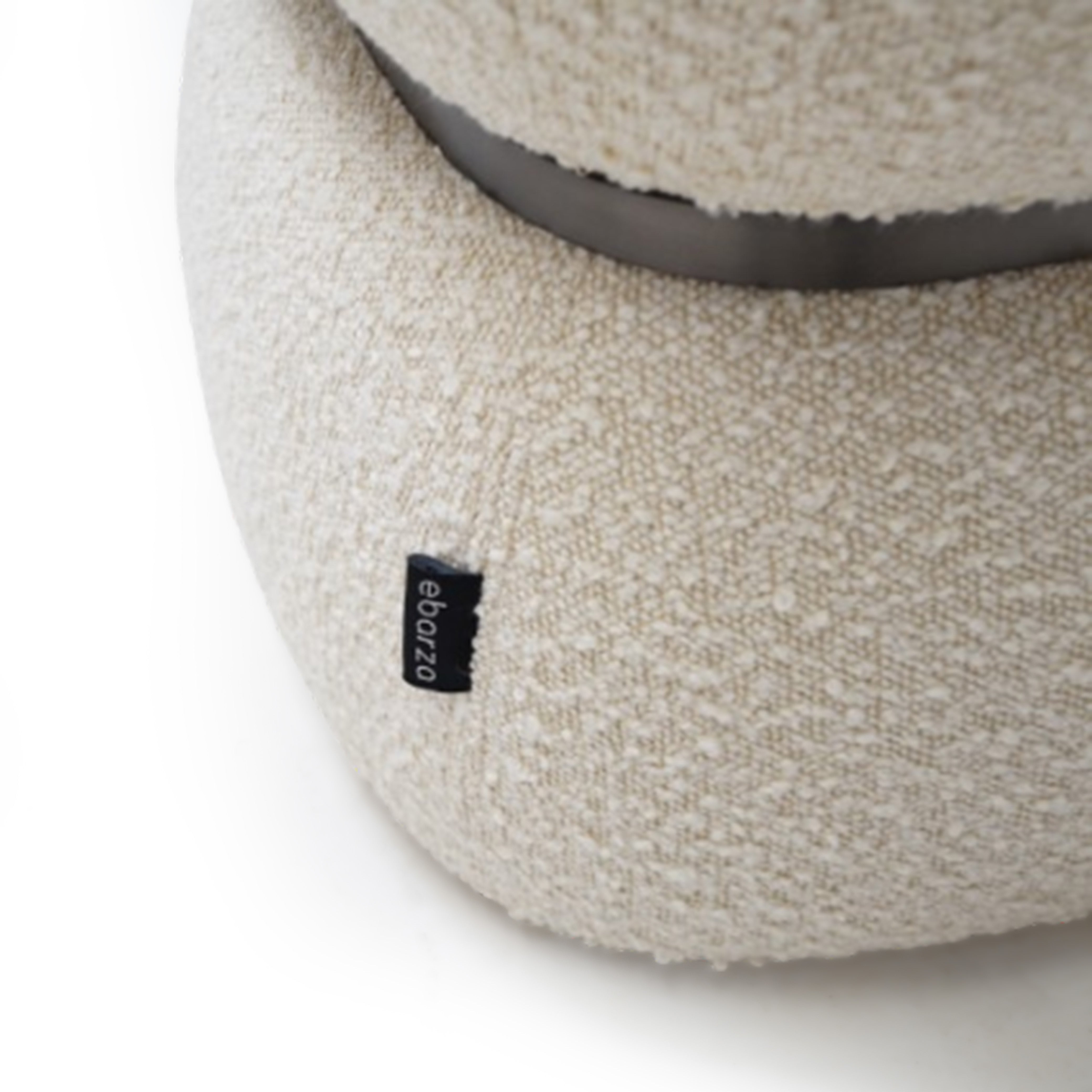 Beige Teddy Pouf BC708-1 by BEACON, soft fabric upholstered pouf with plush teddy bear-inspired design for cozy decor.
