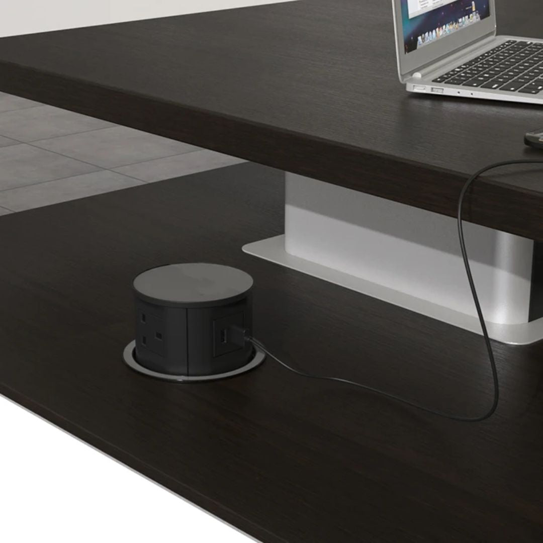 Tempered glass pop-up smart socket by BEACON, JXB-015A model, with multiple outlets and sleek glass design.