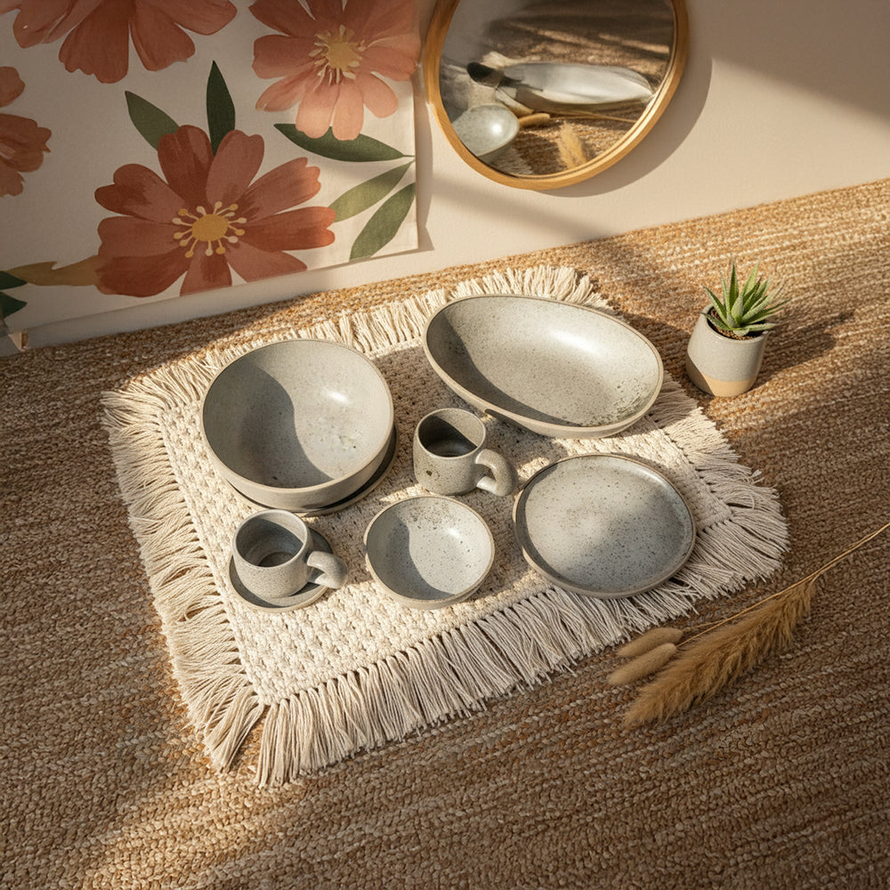 Set of six BEACON Terra dinnerware stoneware bowls for salad, dessert, or cereal with a smooth, glazed finish.