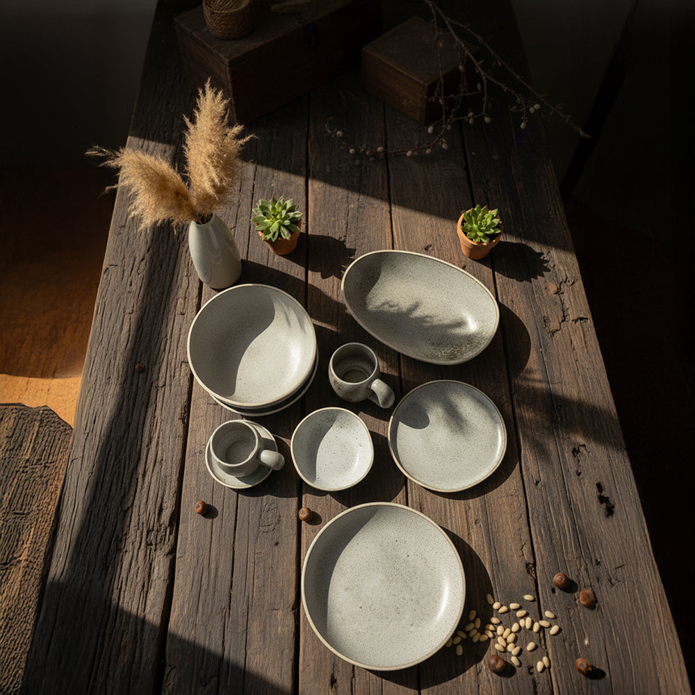 Set of six BEACON Terra dinnerware stoneware bowls for salads, desserts, and cereals, with a simple, elegant design.