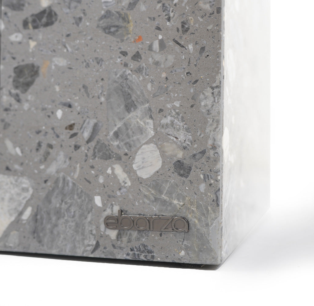 Gray terrazzo planter box by BEACON, perfect for indoor or outdoor plant displays, with a sleek modern design.