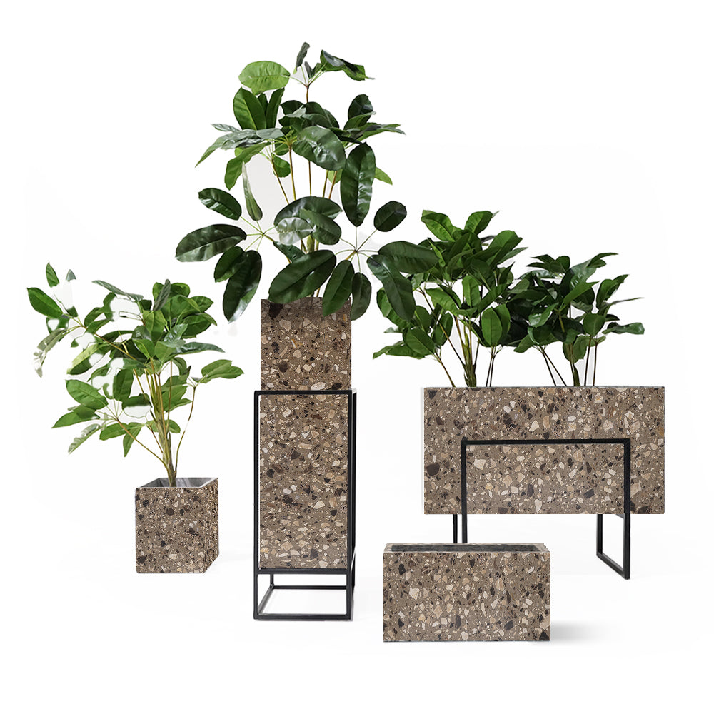 BEACON terrazzo planter box 305-N0272 with speckled surface, ideal for indoor or outdoor plants, durable decorative container