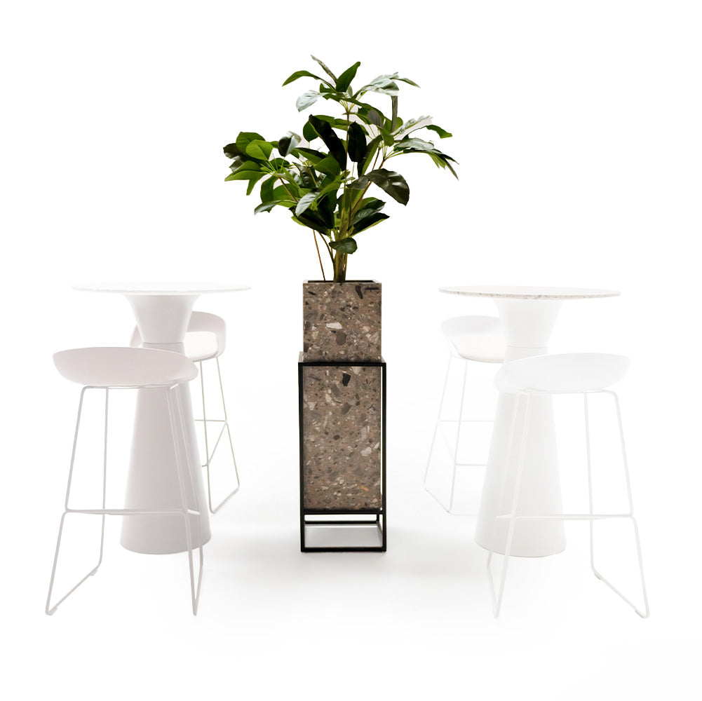 BEACON terrazzo planter box 307-N0272 with a speckled stone finish, ideal for indoor or outdoor decorative planting.