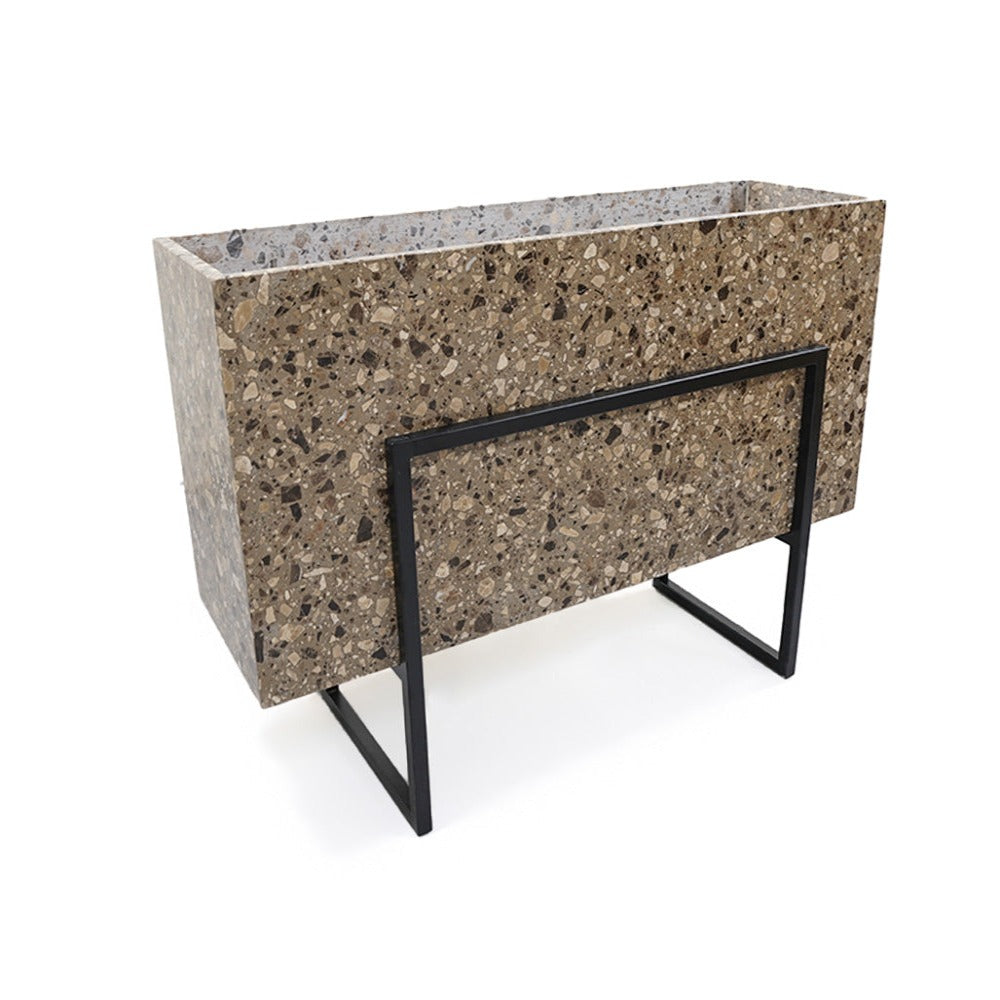 Terrazzo planter box by BEACON, model 309-N0272, showcasing a stylish speckled design perfect for indoor or outdoor plants.