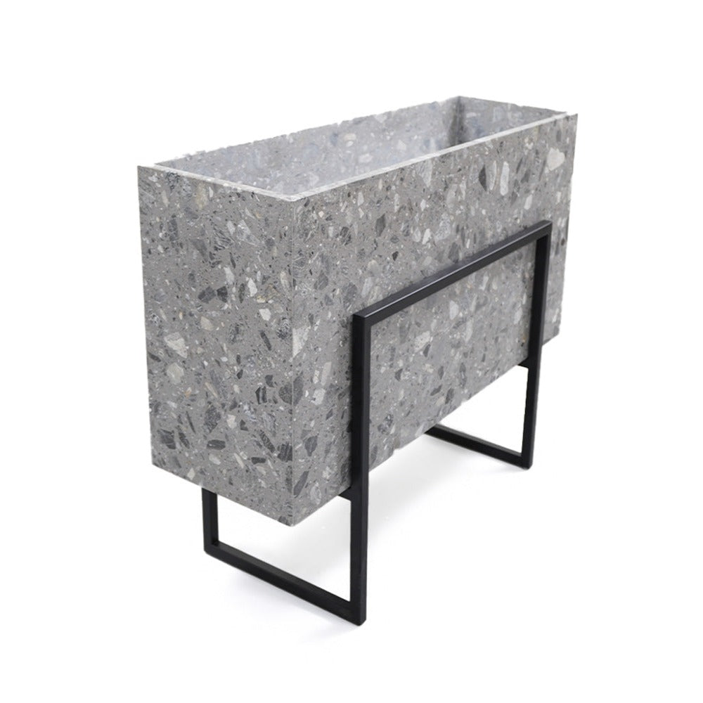 BEACON terrazzo planter box 309-N0370, stylish and durable outdoor planter box with a speckled terrazzo finish.
