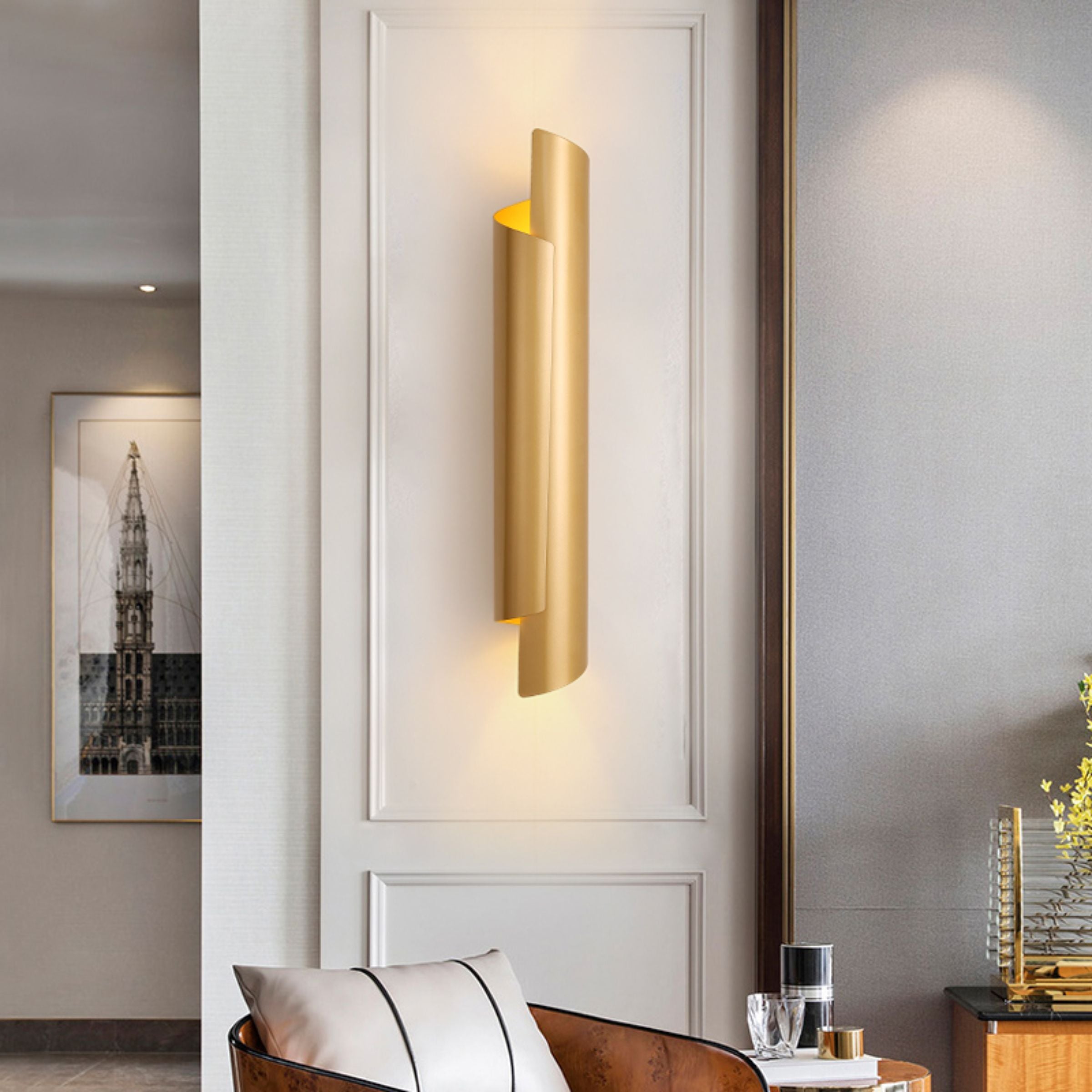 Pre-order 35 Days Delivery The Golden Roll Wall Lamp CY-BD-1025 -  Wall Lamps - ebarza Furniture UAE | Shop Modern Furniture in Abu Dhabi & Dubai - مفروشات ايبازرا في الامارات | تسوق اثاث عصري وديكورات مميزة في دبي وابوظبي