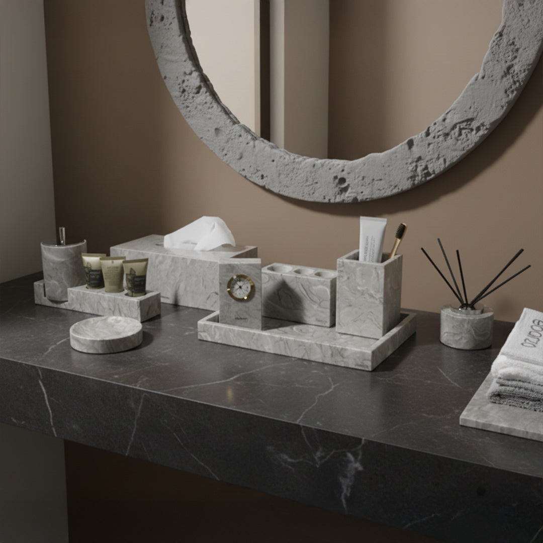 BEACON Three Hole Toothbrush Holder for bathroom accessories, with three slots for toothbrushes, mounted on a bathroom wall.