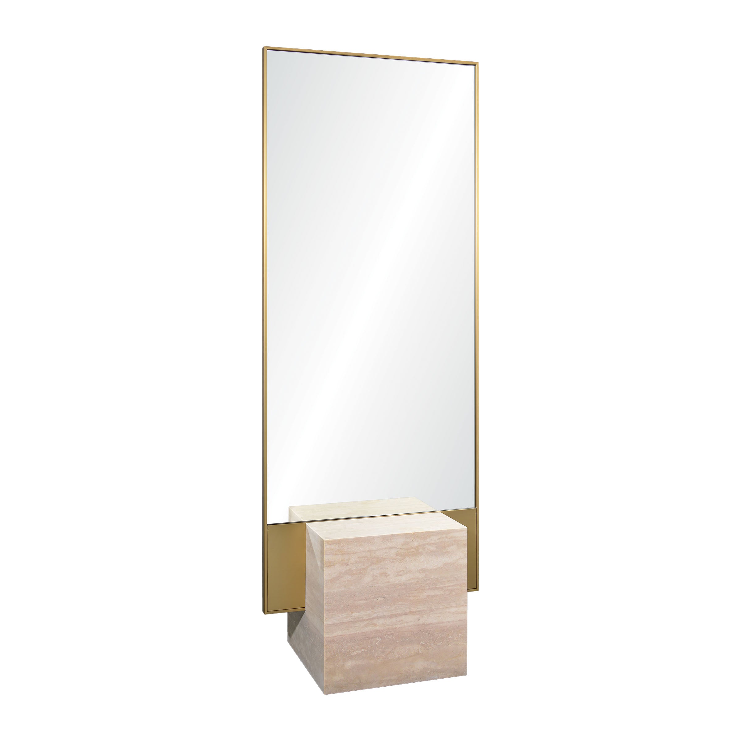 Travertine Base With Brushed Gold Frame Floor Mirror OA-9358-G -  Mirrors - ebarza Furniture UAE | Shop Modern Furniture in Abu Dhabi & Dubai - مفروشات ايبازرا في الامارات | تسوق اثاث عصري وديكورات مميزة في دبي وابوظبي