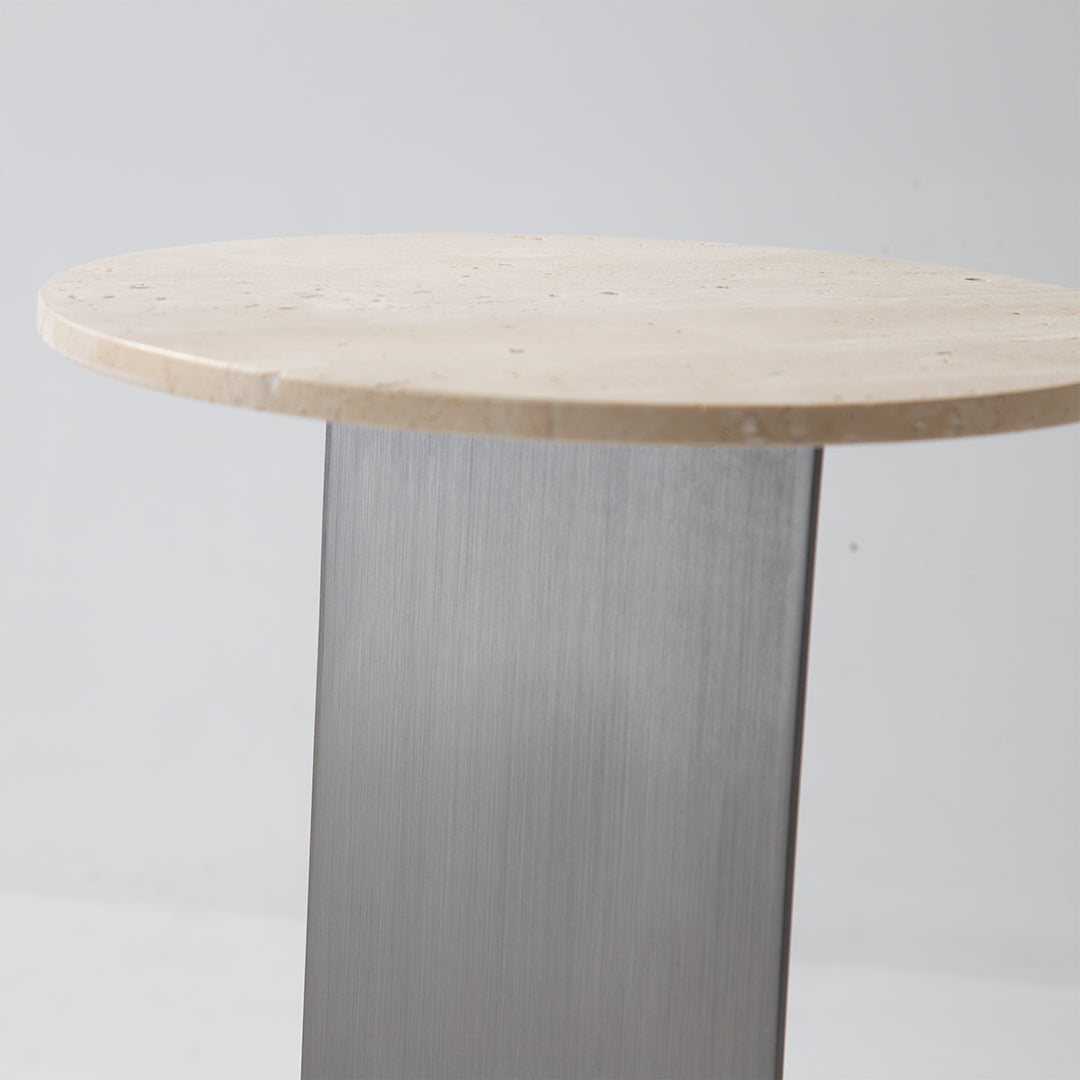Elegant BEACON travertine coffee table JA053-A with a smooth stone surface and modern wooden legs for stylish living room decor.