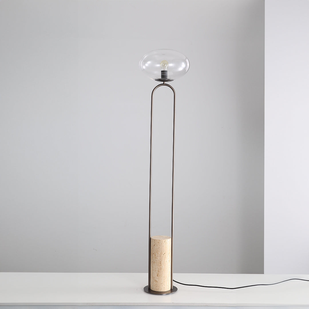 BEACON JIADG Travertine Floor Lamp JA051 with a sleek stone base and modern design, ideal for stylish home lighting.