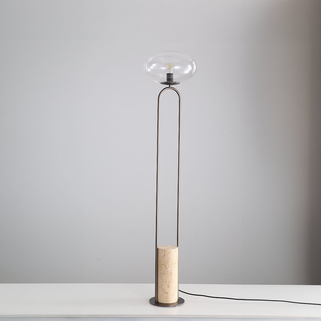 BEACON JA051 travertine floor lamp with sleek stone base and modern design, ideal for contemporary living spaces