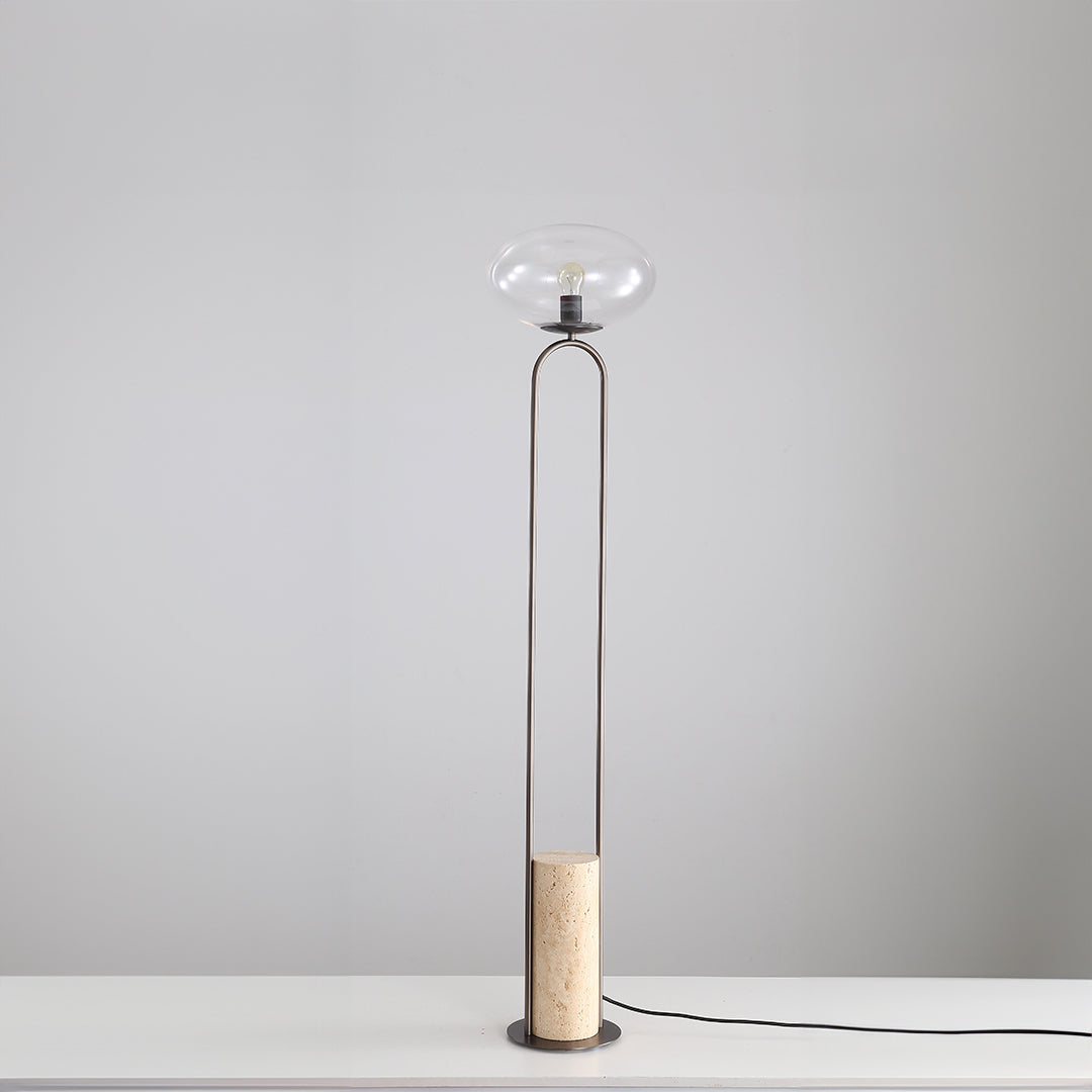 Travertine floor lamp by BEACON, model JA051, featuring a sleek stone base and modern design for stylish interior lighting.