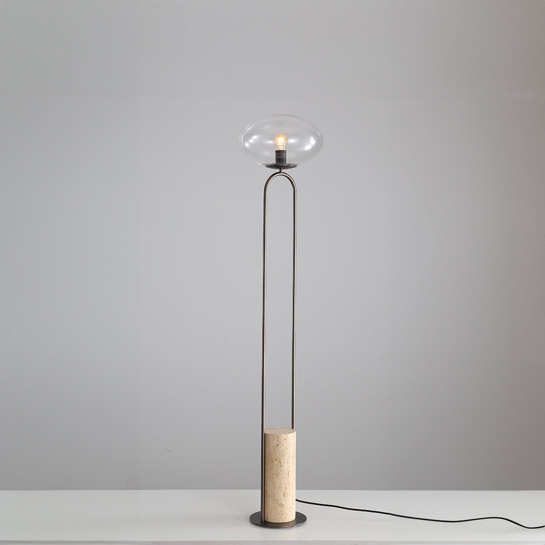 BEACON travertine floor lamp JA051 with a sleek, modern design and natural stone finish, perfect for contemporary living spaces.