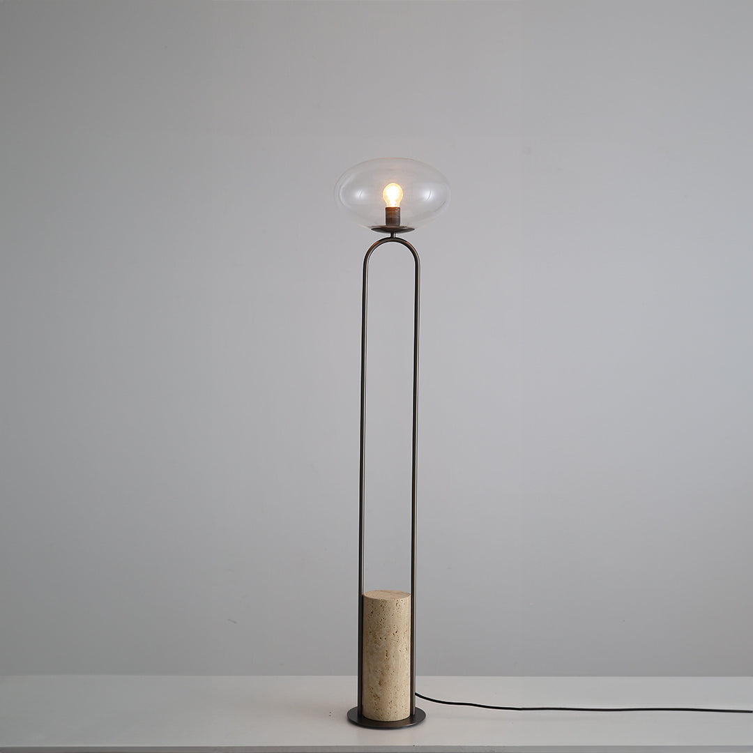 BEACON JIADG Travertine Floor Lamp JA051 with a sleek, textured travertine base and modern floor lamp design.