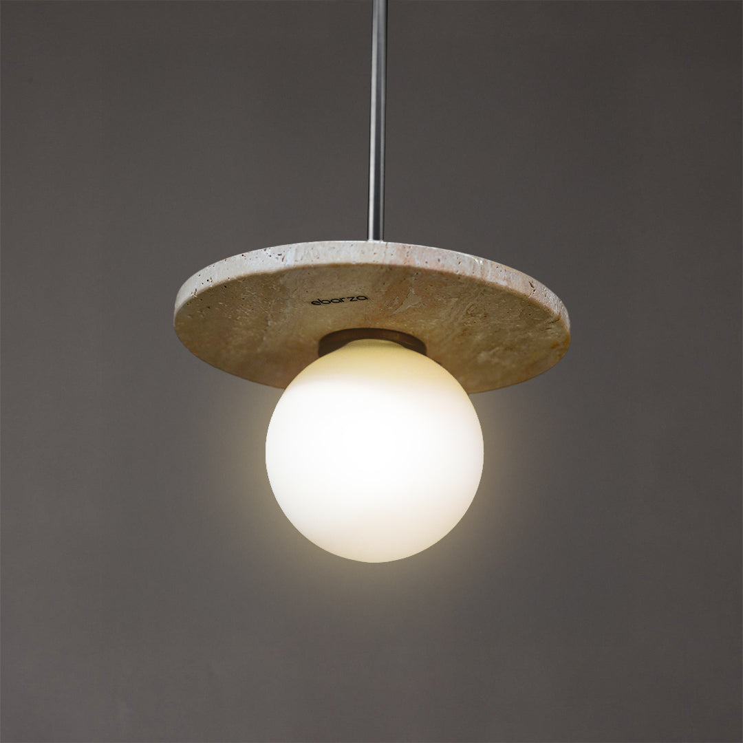Travertine Marble Pendant Lamp  7703S1-GB -  Pendant Lamps - ebarza Furniture UAE | Shop Modern Furniture in Abu Dhabi & Dubai - مفروشات ايبازرا في الامارات | تسوق اثاث عصري وديكورات مميزة في دبي وابوظبي