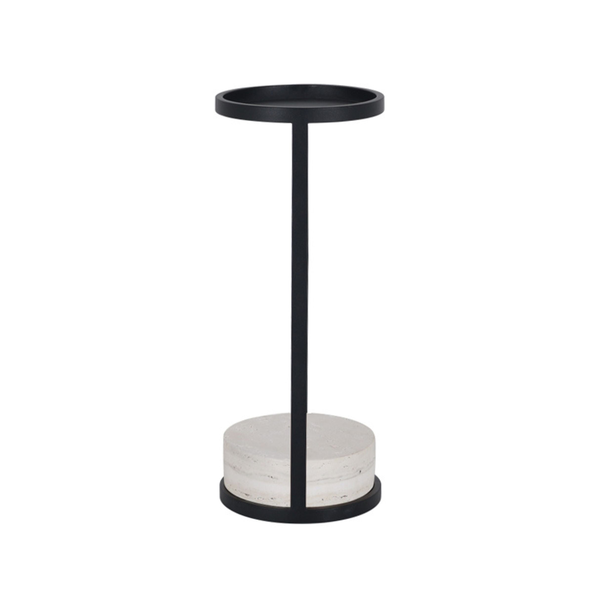 Travertine marble side table by BEACON, model MO-576, featuring a sleek rectangular top and sturdy base for modern home decor.