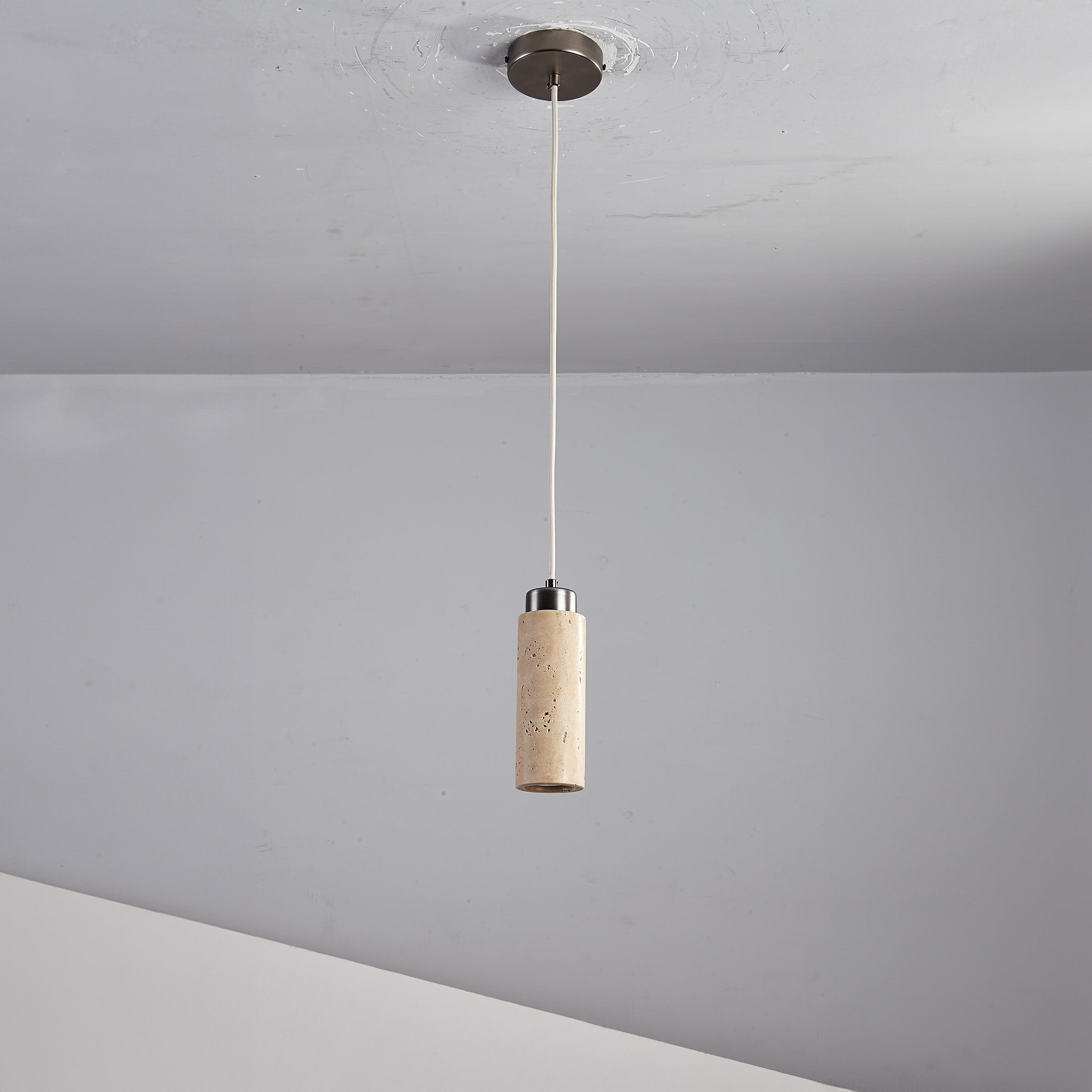 BEACON JIADG travertine pendant lamp 60005-1P hanging light fixture with natural stone finish for interior lighting.