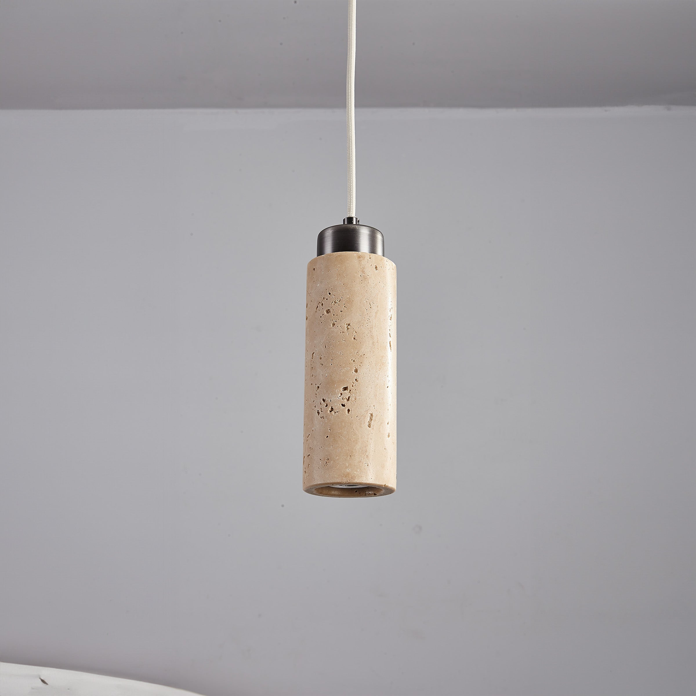 BEACON JIADG travertine pendant lamp 60005-1P hanging fixture with natural stone finish, modern pendant lighting for living spaces.