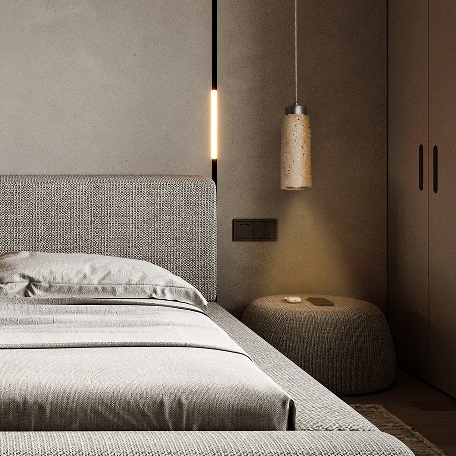 BEACON JIADG travertine pendant lamp 60005-1P hanging light fixture with textured stone finish for modern interior decor