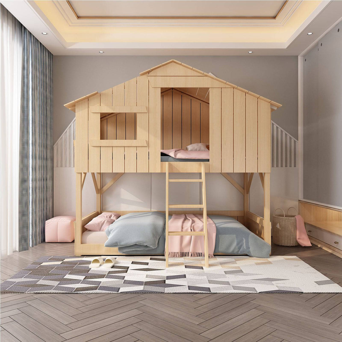 Pre-order 85 Days Delivery Tree Double Kids Bed ET-C004-N, image size:1200x1200