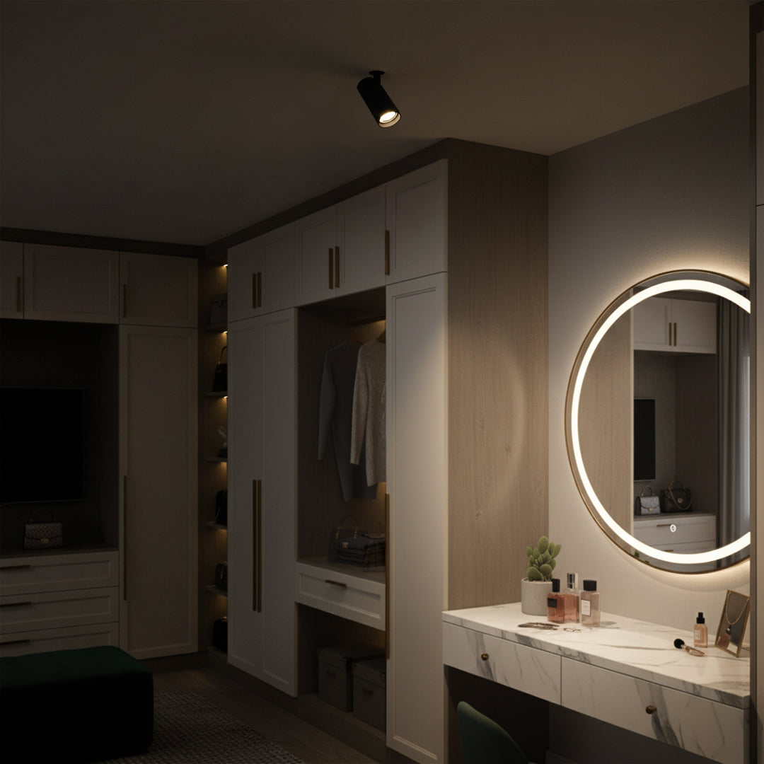 Trimless black ceiling lamp from BEACON, model MJ-6110/MJ-6101B, featuring sleek modern design for stylish indoor lighting.