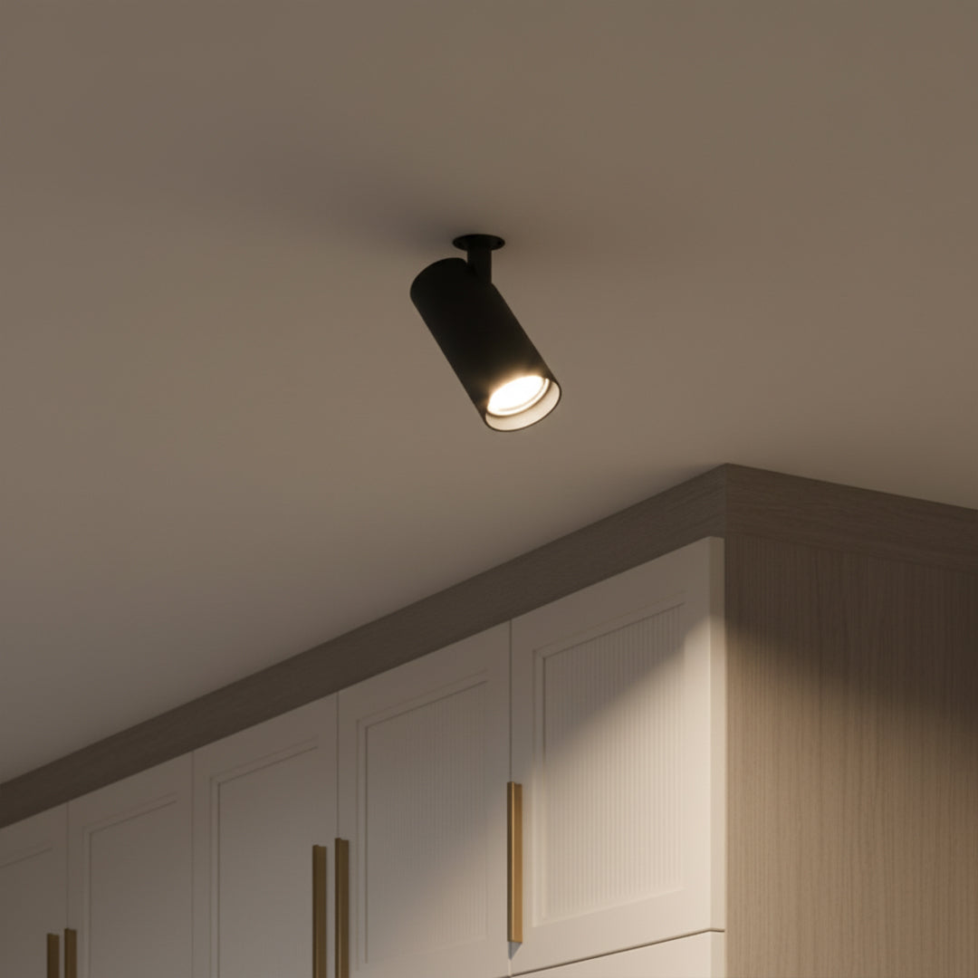 Trimless black ceiling lamp by BEACON, model MJ-6110/MJ-6101B, showcasing sleek modern design and seamless ceiling integration.