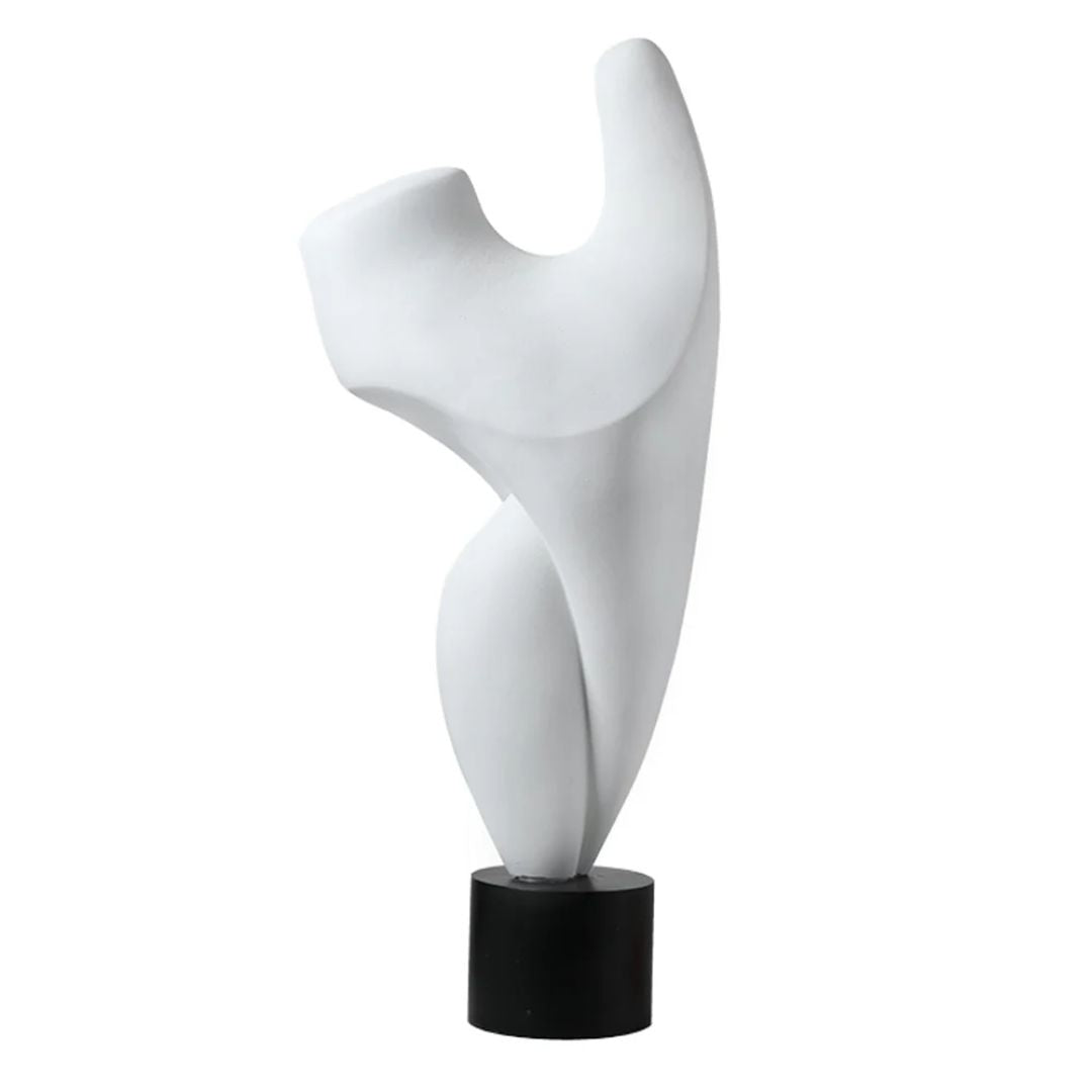 White resin abstract sculpture titled Turn Life Around ornament, a modern home decor figurine by BEACON.