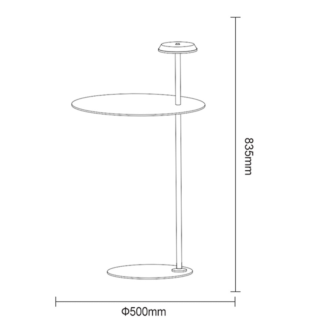BEACON Twilight tabletop floor lamp with side table, modern design, beige finish, featuring a sleek, elegant silhouette.