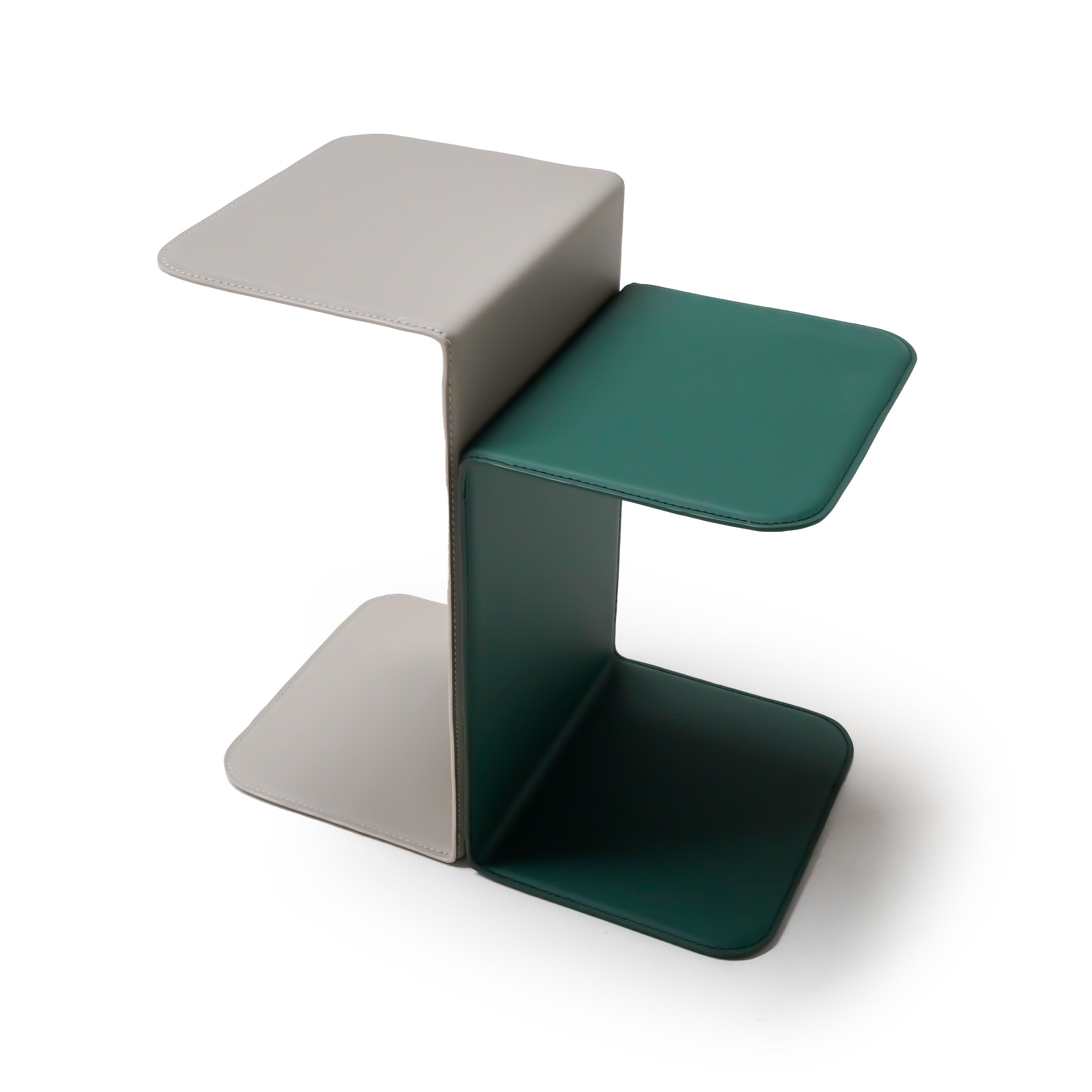 Two-Tiered Saddle Leather Side Table LT-070 -  Side Tables - ebarza Furniture UAE | Shop Modern Furniture in Abu Dhabi & Dubai - مفروشات ايبازرا في الامارات | تسوق اثاث عصري وديكورات مميزة في دبي وابوظبي