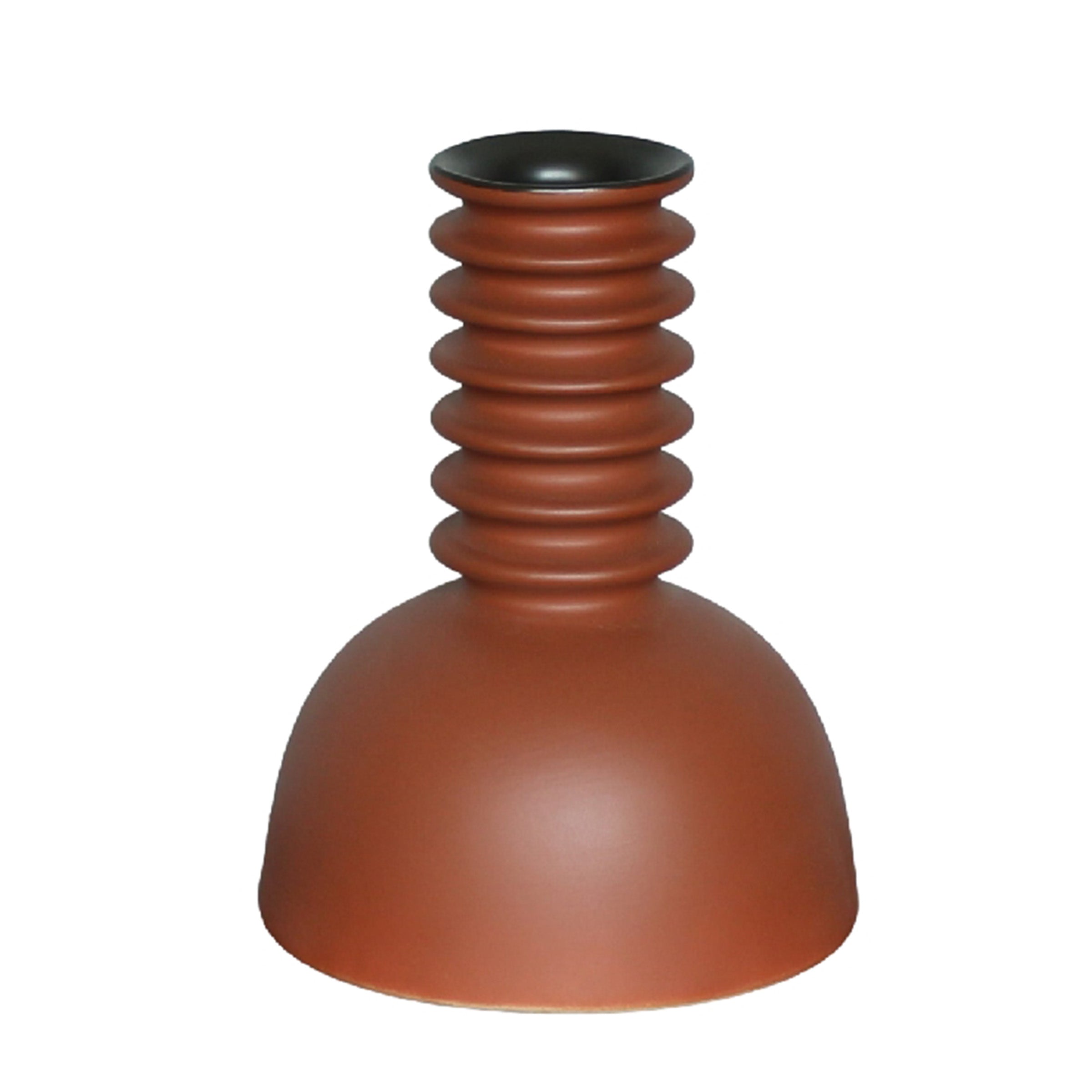 Unique textured brown clay vase with intricate surface design, ideal for home decor and floral arrangements.