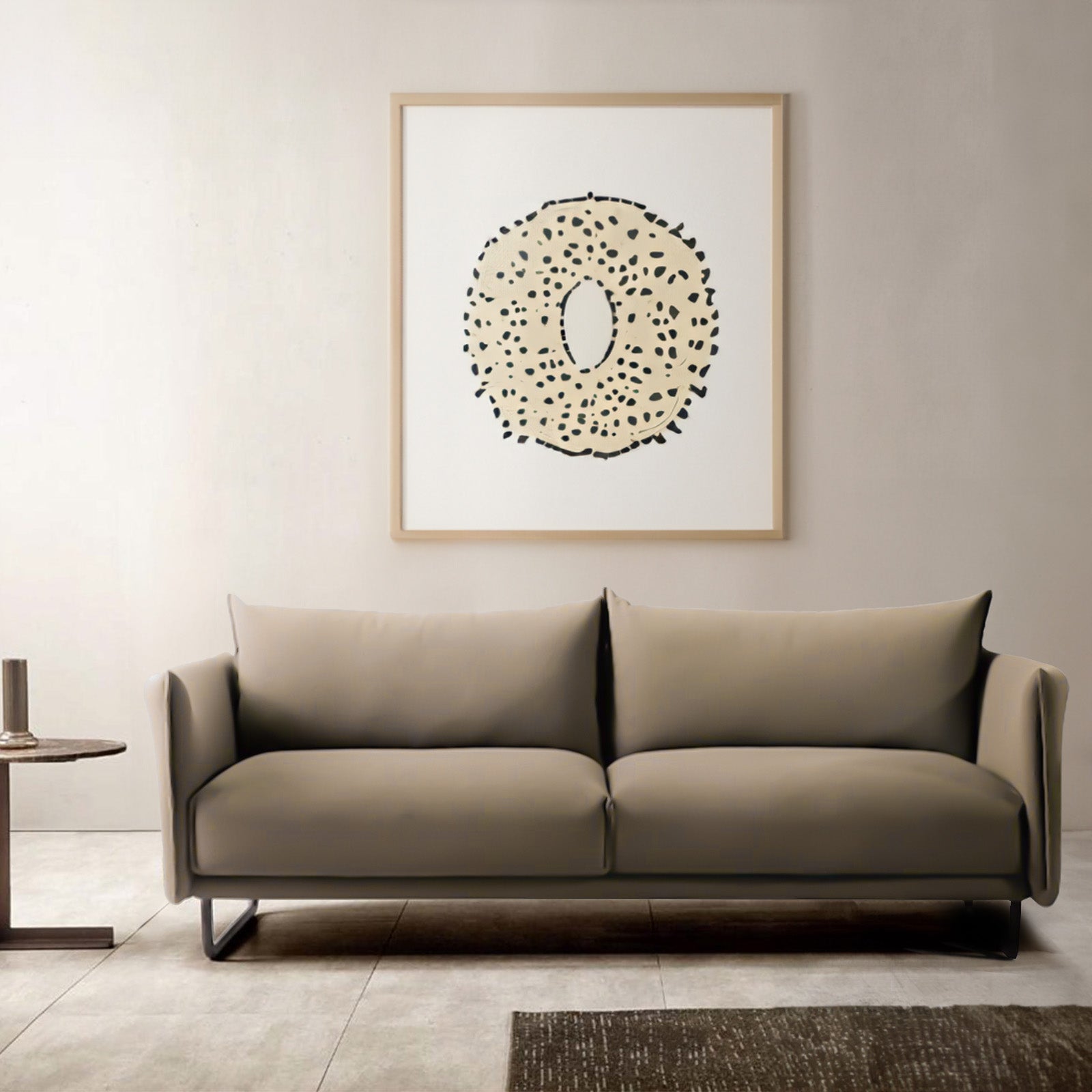 Beige Uster Classic 3-seater sofa by BEACON, featuring plush cushions and a modern design for comfortable living room seating.