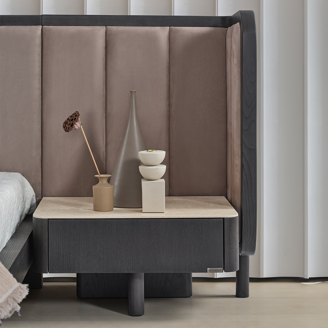 ECOLE LIVING UTOPIA bedside table with a modern design, featuring a wooden finish and compact storage space.