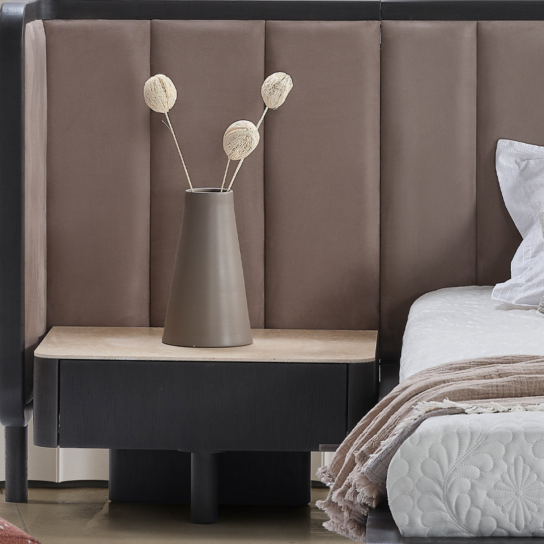ECOLE LIVING Utopia bedside table with a sleek wooden finish, compact design, and modern style for bedroom storage.