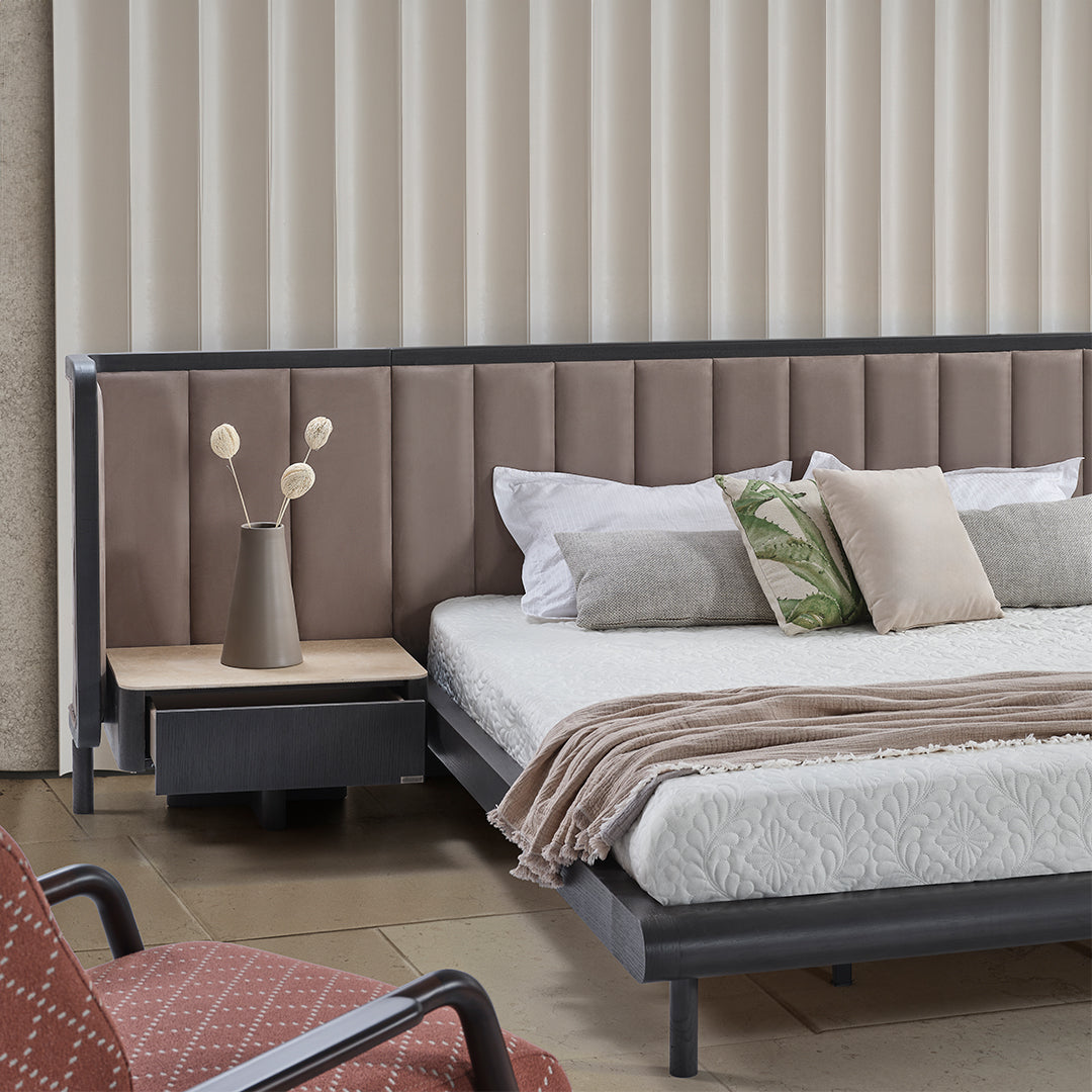 ECOLE LIVING UTOPIA bedside table with a sleek wooden finish, compact design, and modern style for bedroom storage.