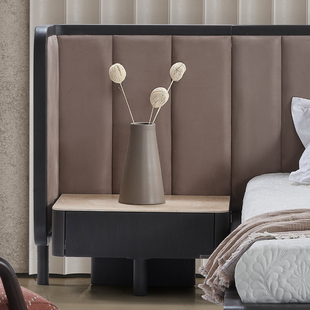 Ecole Living Utopia bedstead in natural wood finish, sturdy frame with sleek design, suitable for modern bedroom decor.