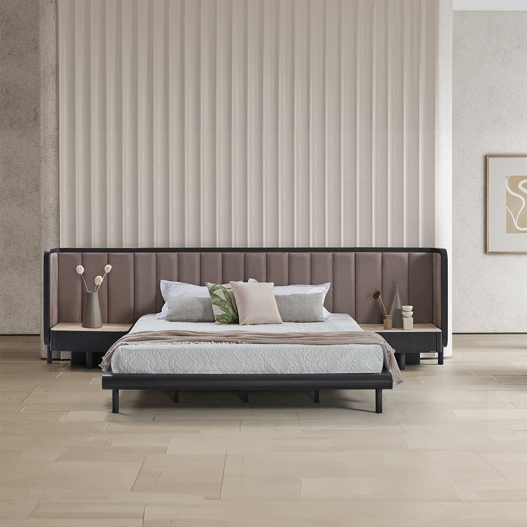 ECOLE LIVING UTOPIA bedstead with a modern wooden frame and clean design, shown in a cozy bedroom setting.