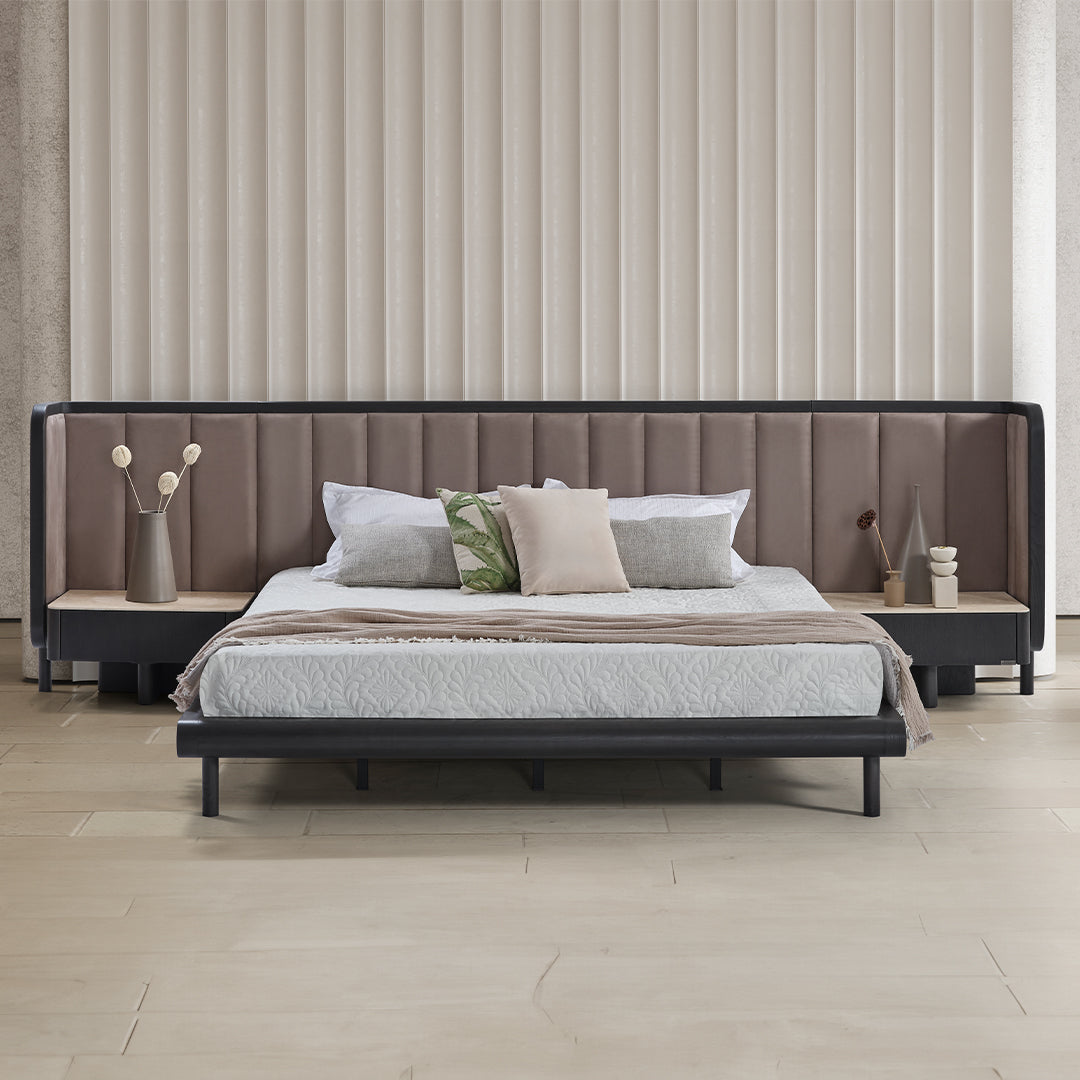 Utopia bedstead by Ecole Living, modern wooden bed frame with clean lines and a natural finish, designed for a comfortable bedroom.