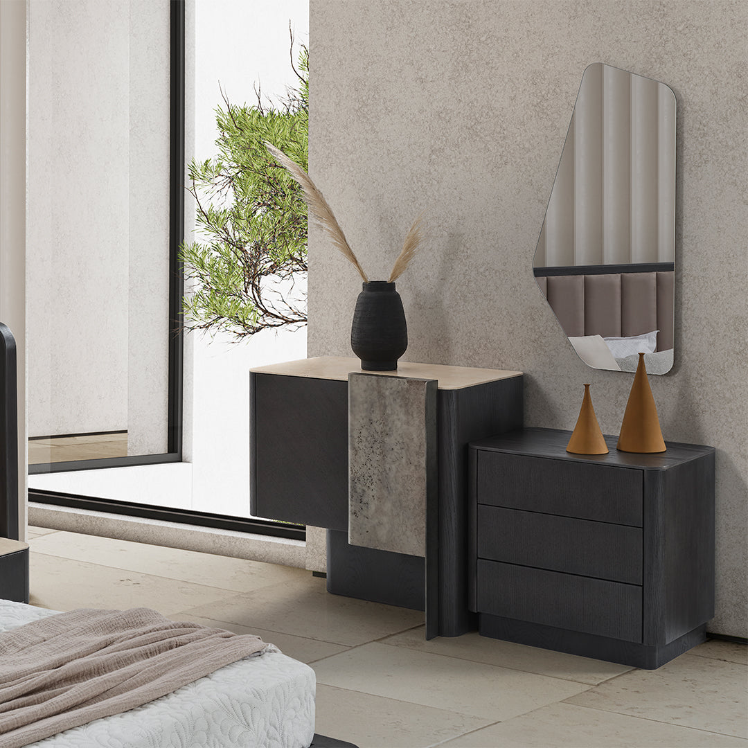 ECOLE LIVING UTOPIA dresser with sleek wood finish and multiple drawers for stylish bedroom storage.