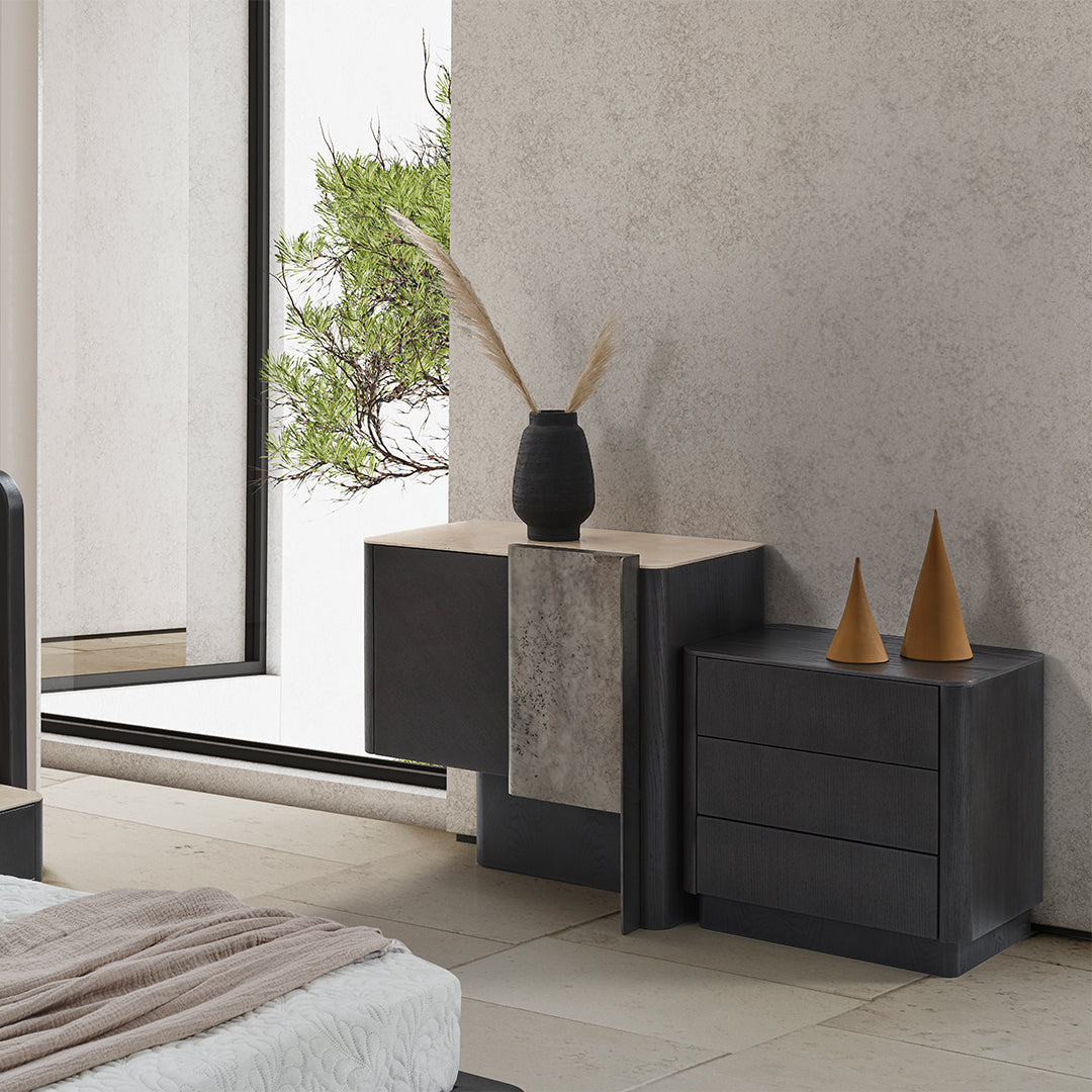 ECOLE LIVING UTOPIA dresser with sleek wood finish and multiple drawers, modern bedroom storage solution.
