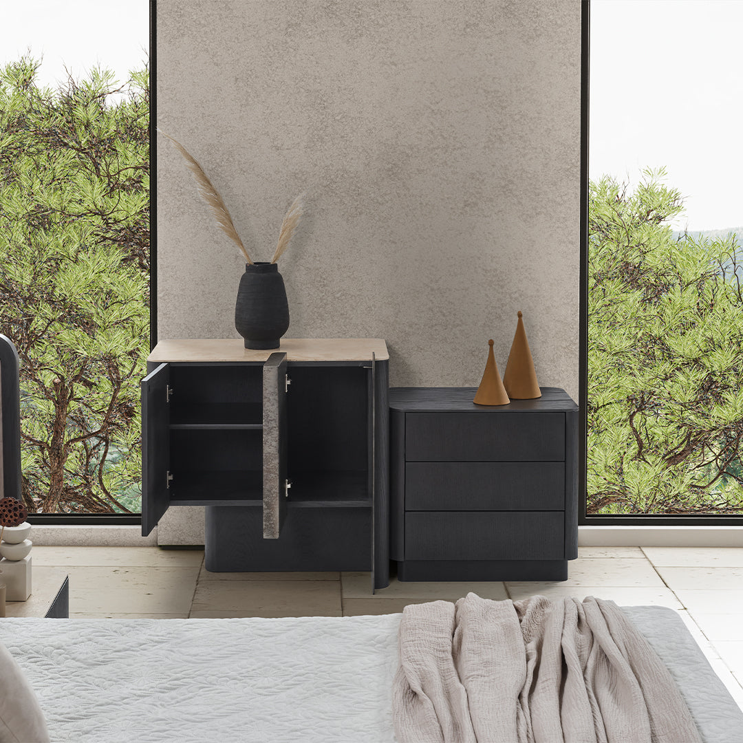 ECOLE LIVING UTOPIA dresser with sleek wood finish and multiple drawers for bedroom storage.