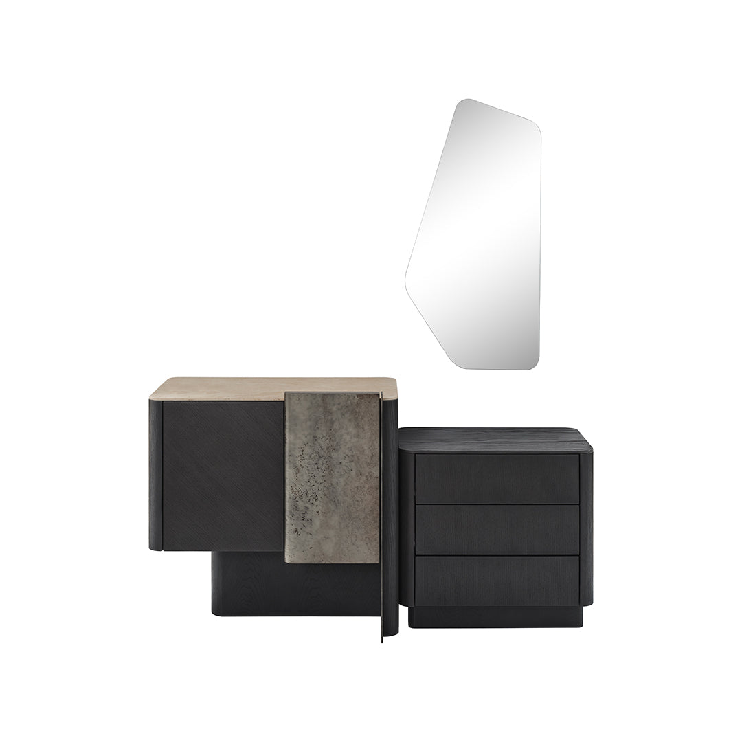 ECOLE LIVING UTOPIA MIRROR EL-MIRROR mounted on a wall, showcasing its sleek, modern design and reflective glass surface.
