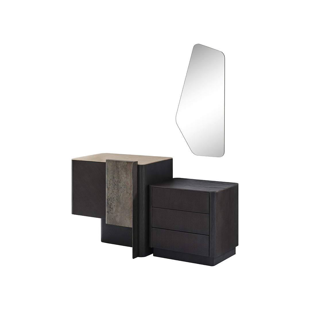 ECOLE LIVING UTOPIA MIRROR EL-MIRROR, modern rectangular wall mirror with sleek frame, reflecting a minimalist interior.