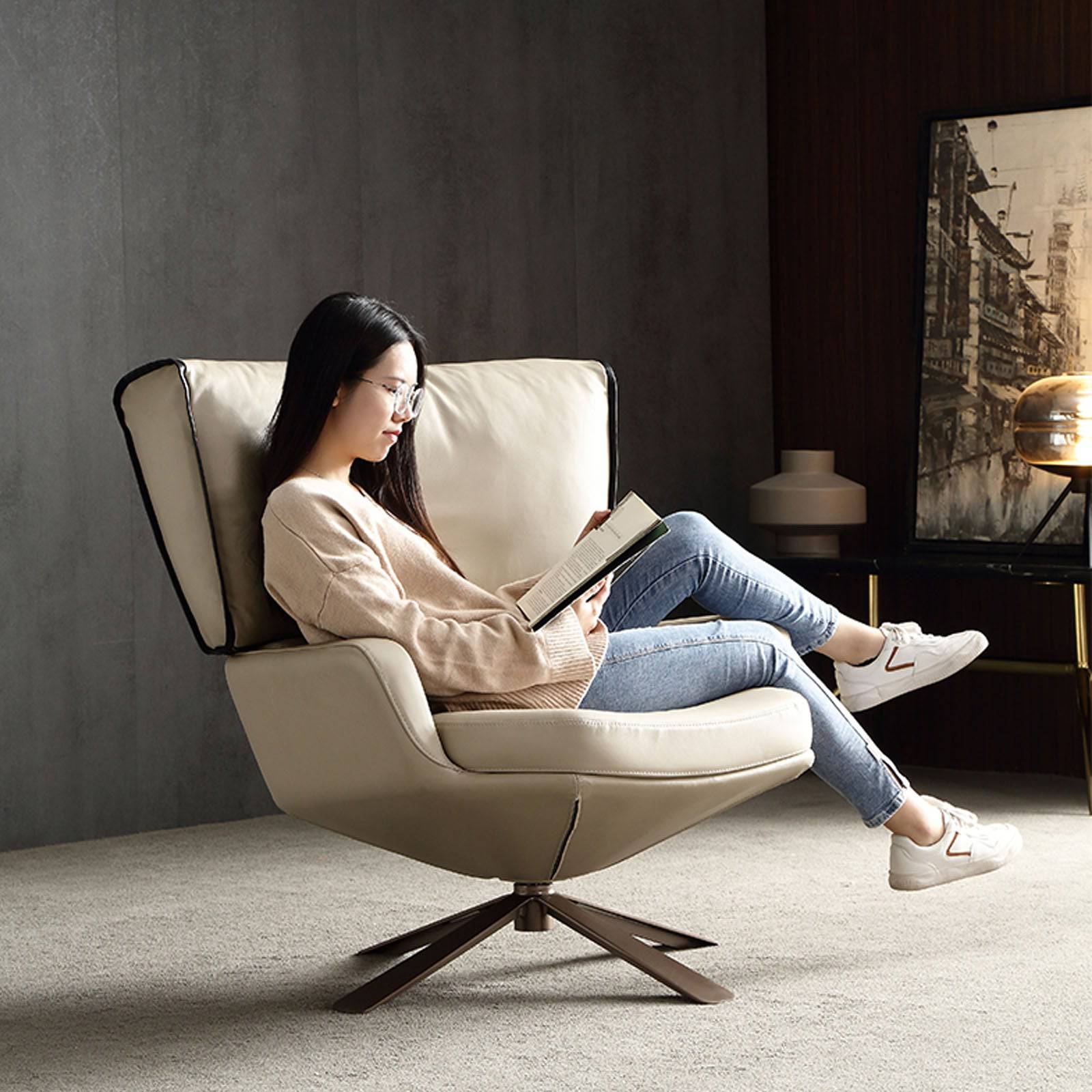 Varese Lounge Chair Lc043-Beige -  Lounge Chairs | كرسي صالة فاريزي - ebarza Furniture UAE | Shop Modern Furniture in Abu Dhabi & Dubai - مفروشات ايبازرا في الامارات | تسوق اثاث عصري وديكورات مميزة في دبي وابوظبي