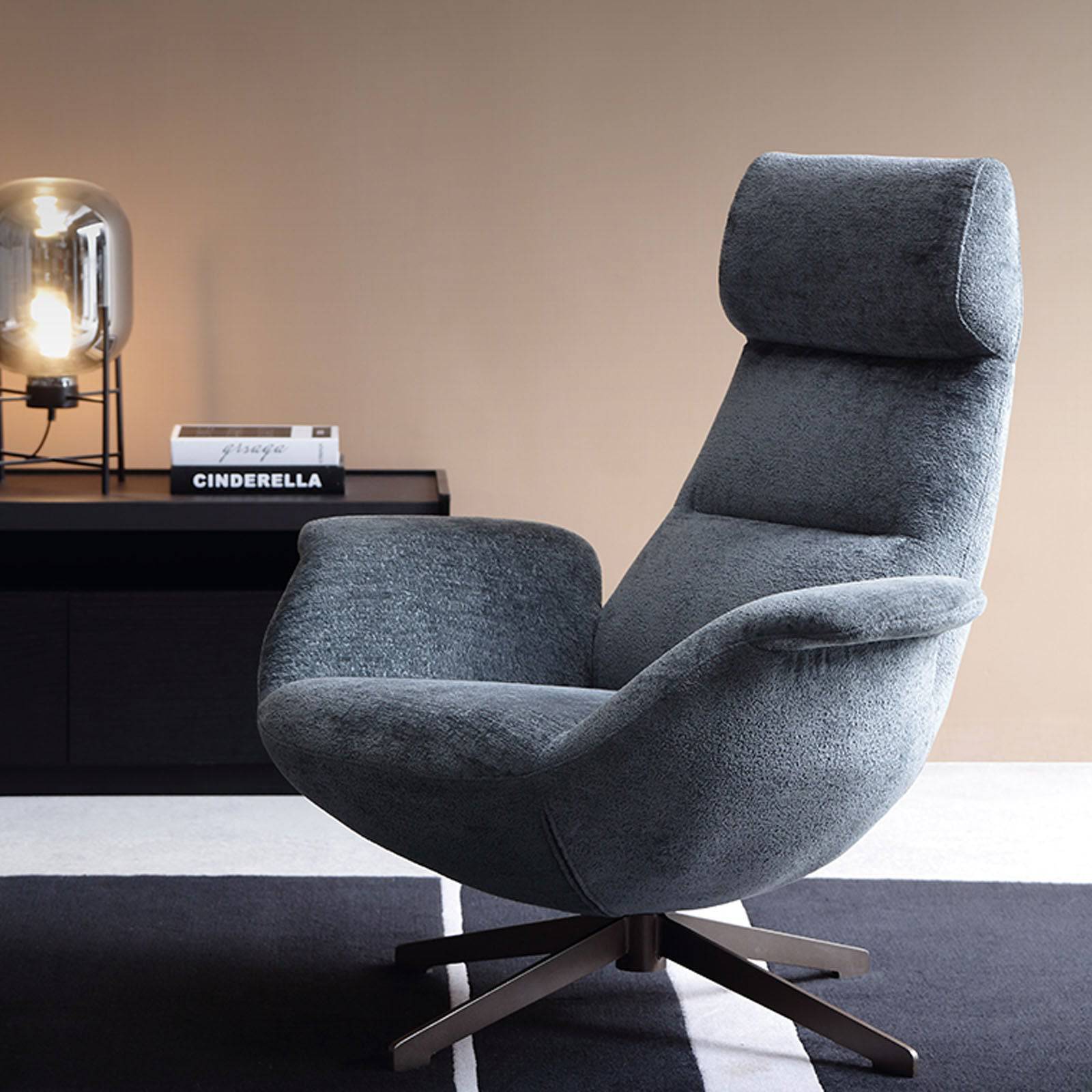 Venezia Swivel Lounge Chair Lc015-Grey -  Lounge Chairs | كرسي صالة فينيزيا الدوار - ebarza Furniture UAE | Shop Modern Furniture in Abu Dhabi & Dubai - مفروشات ايبازرا في الامارات | تسوق اثاث عصري وديكورات مميزة في دبي وابوظبي