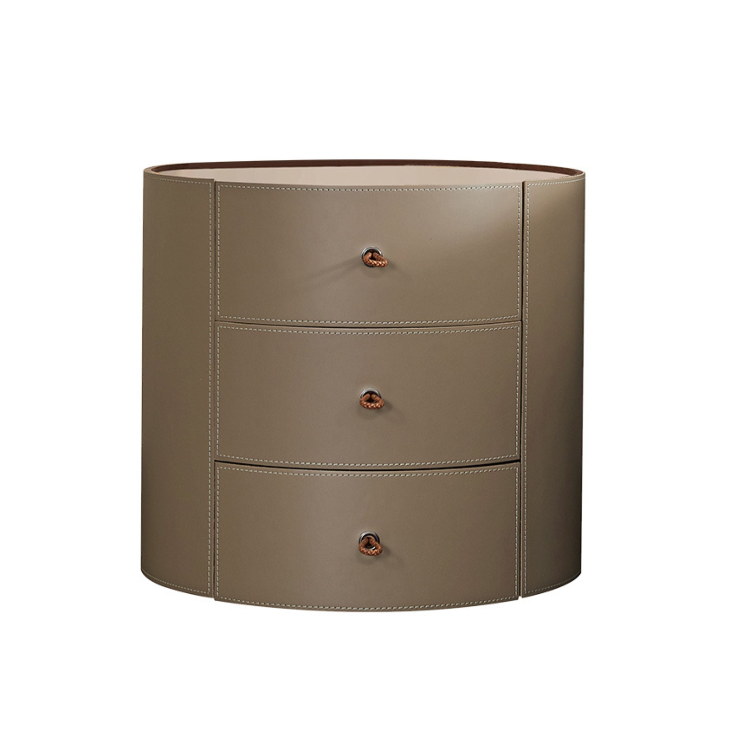 Verona Beige Walnut Veneer Saddle Leather  Side Table/Cabinet MLL-T38 -  Bedside Tables - ebarza Furniture UAE | Shop Modern Furniture in Abu Dhabi & Dubai - مفروشات ايبازرا في الامارات | تسوق اثاث عصري وديكورات مميزة في دبي وابوظبي