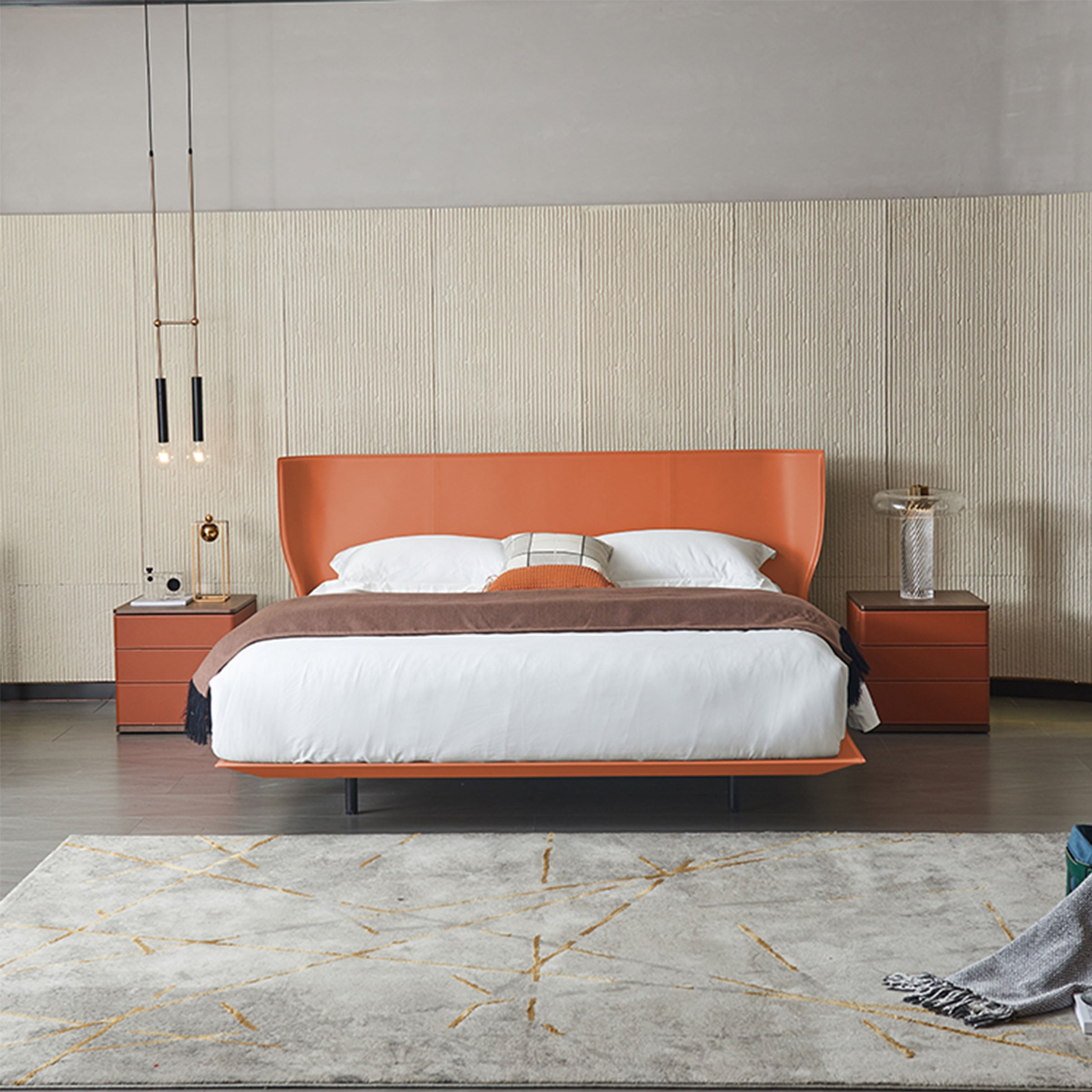 Orange Verona King Size Bedstead by Beacon with a modern design, featuring a sturdy frame and elegant headboard.