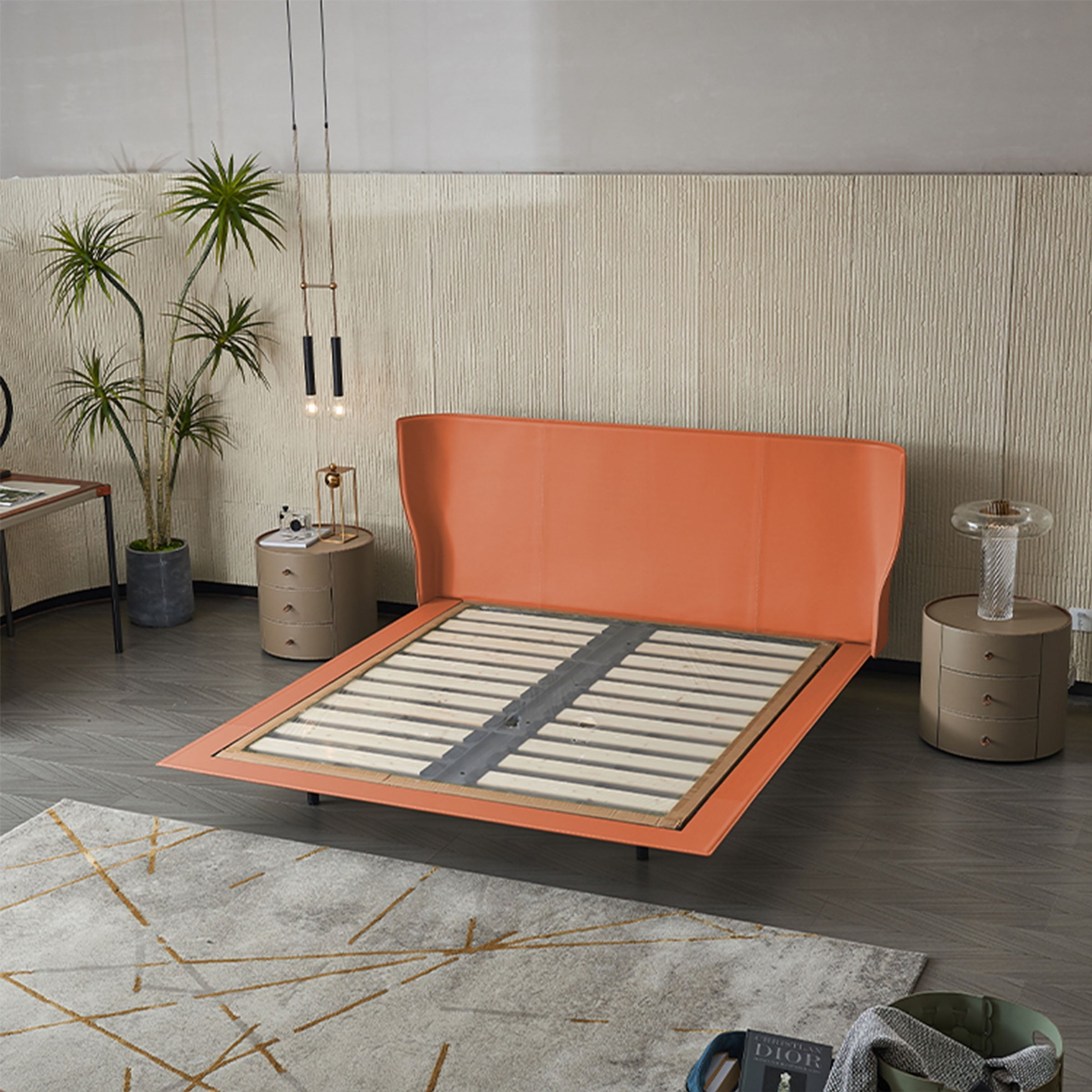 Verona Orange Queen Size Bed MLL-F13 Q -  Bedsteads - ebarza Furniture UAE | Shop Modern Furniture in Abu Dhabi & Dubai - مفروشات ايبازرا في الامارات | تسوق اثاث عصري وديكورات مميزة في دبي وابوظبي