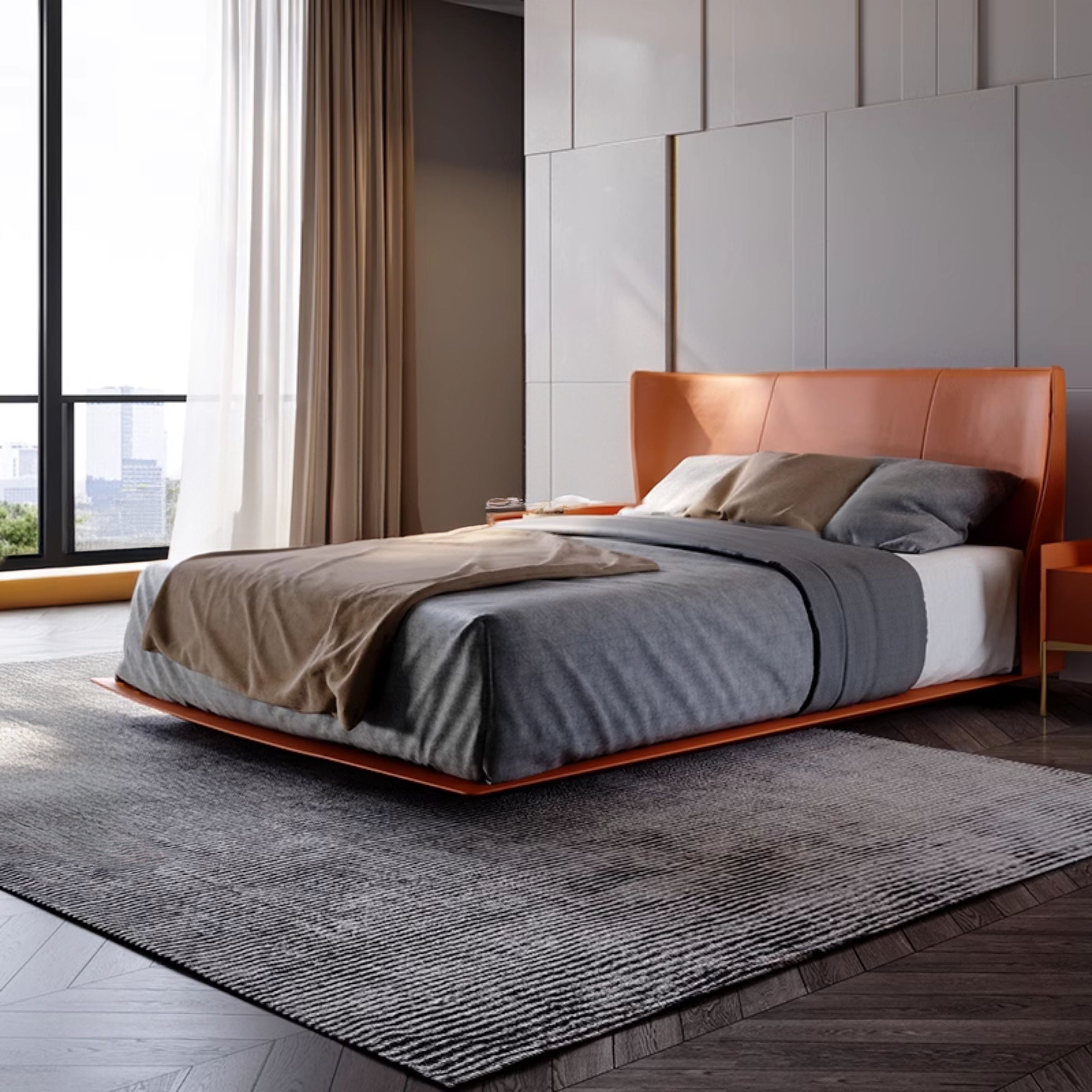 Verona Orange Single Size Bed MLL-F13  M7 orange -  Bedsteads - ebarza Furniture UAE | Shop Modern Furniture in Abu Dhabi & Dubai - مفروشات ايبازرا في الامارات | تسوق اثاث عصري وديكورات مميزة في دبي وابوظبي
